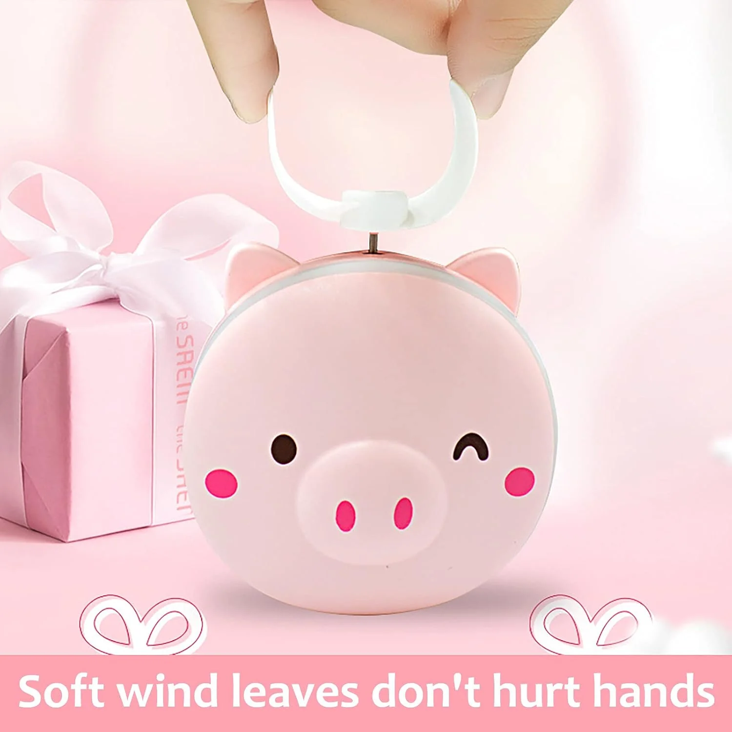 Snouty: 2-in-1 USB Rechargeable Piggy Mini Fan with LED Mirror Light, Cute Handheld Makeup Mirror & Portable Cooling Fan for Daily Use & Travel - Image 4