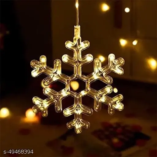 Snowflake LED String Lights Star Decorative Curtain Lights For Holiday Parties Room Decor 1set 6 snowflake and 6 stars - Image 5