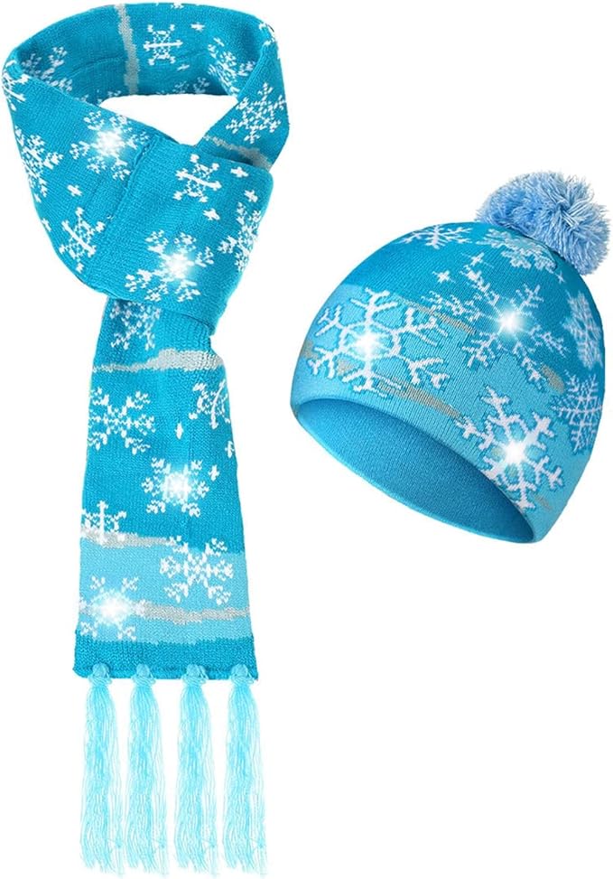 Snowflick LED hat & Scarf, Christmas Light Up - Image 2