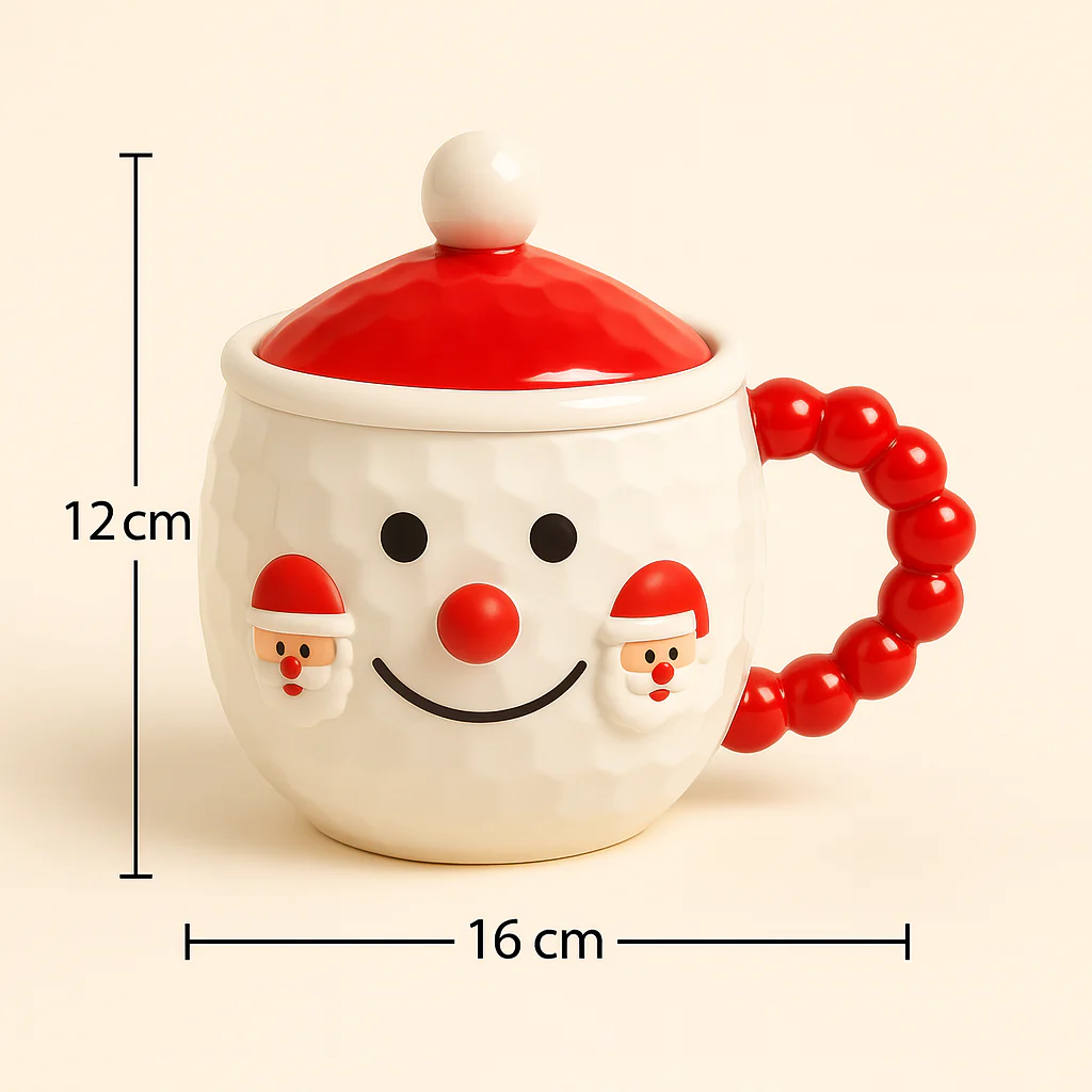 Snowman Ceramic Mug with Removable Santa Faces - Image 3