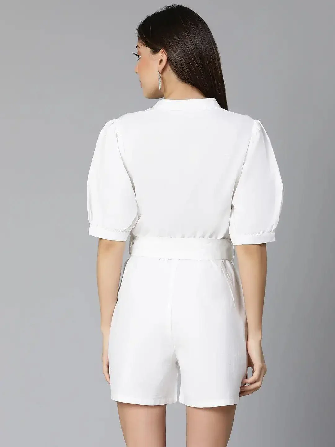 Sofi White Color Women Linen Blend Playsuit For Comfort - Image 5