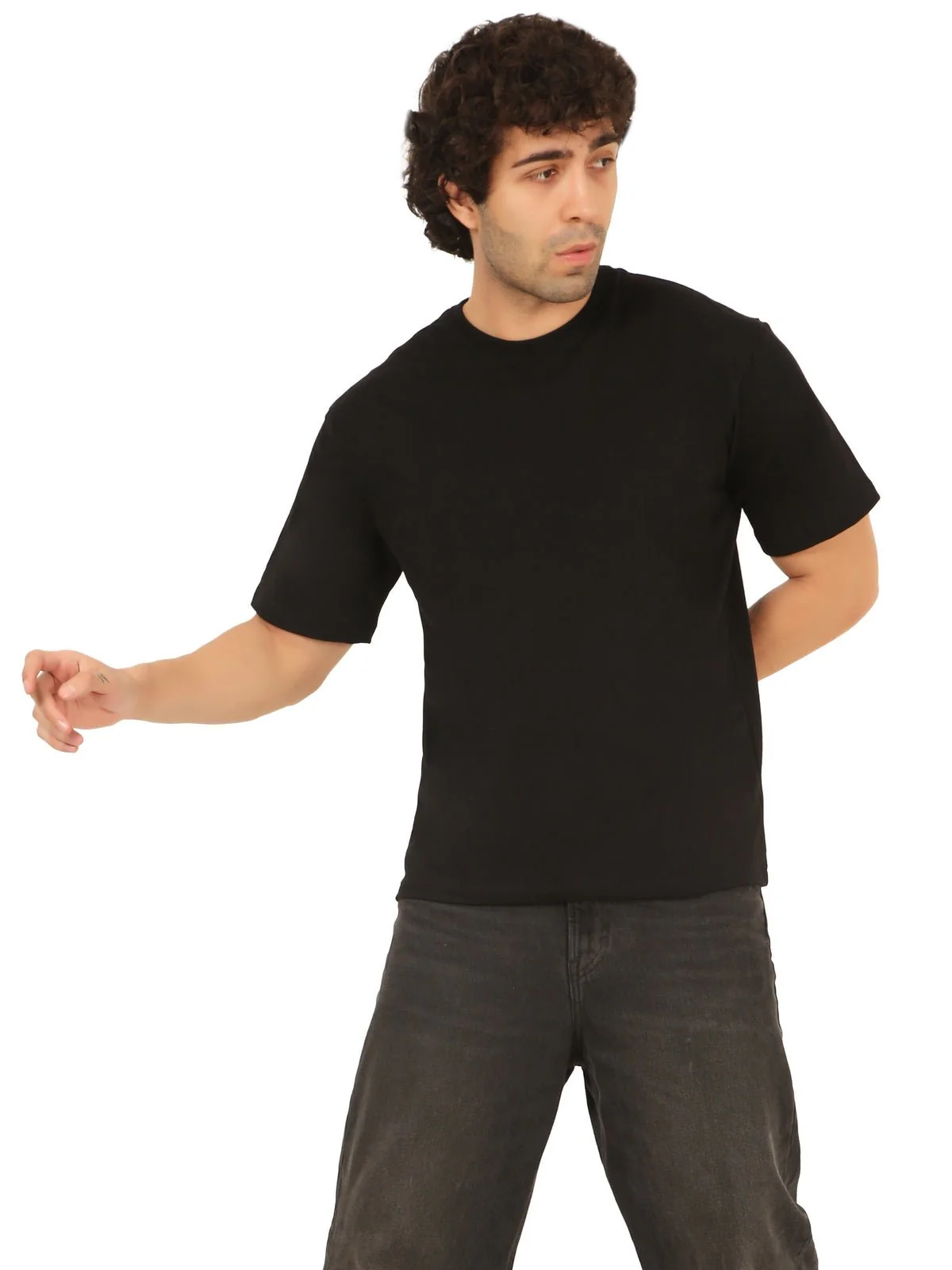 Solid Black Color T-Shirt - Image 3