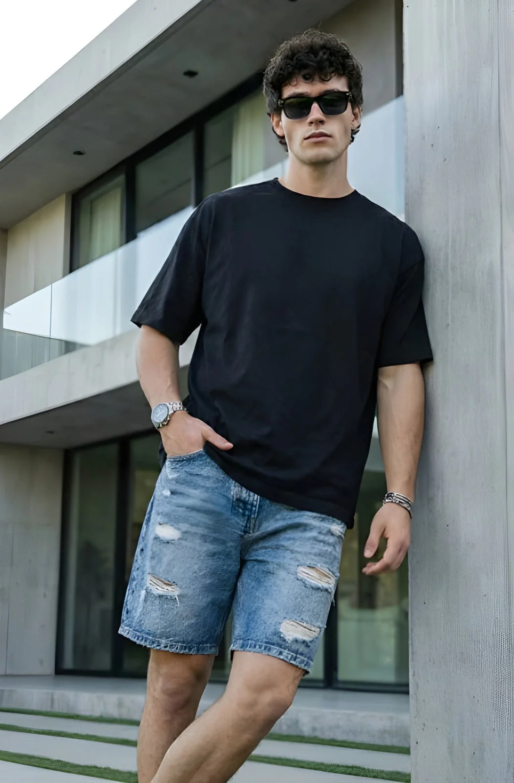 Solid Black oversized T-shirt - Image 3