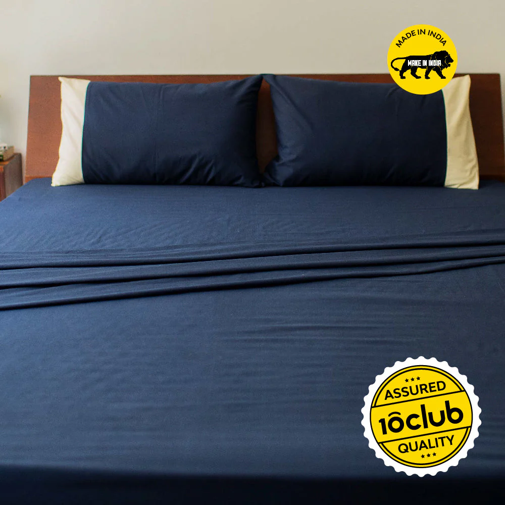 Solid Colour 100% Cotton, 270 Tc King Bedsheet With 2 Colour Accent Pillow Covers - Image 13