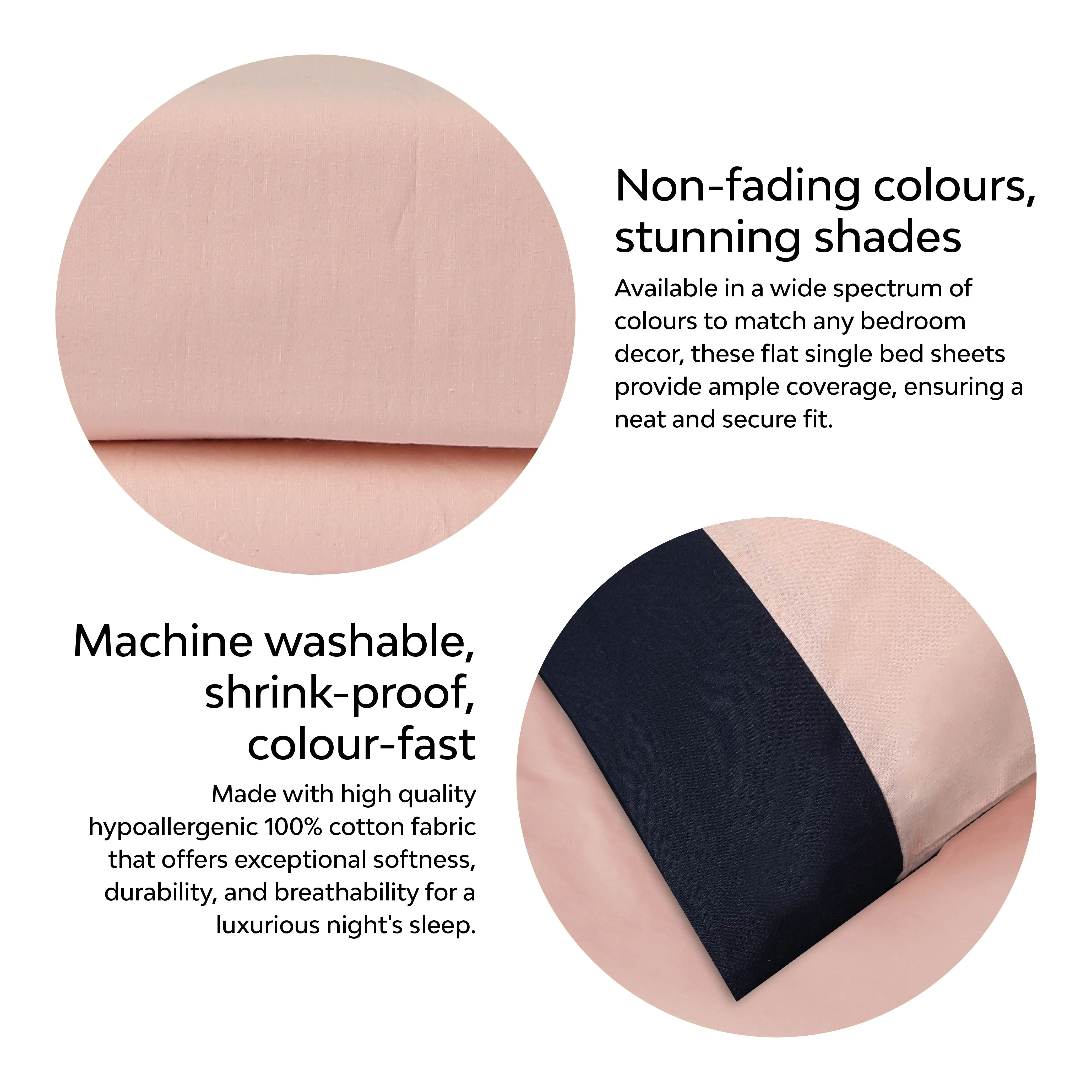 Solid Colour 100% Cotton, 270 Tc King Bedsheet With 2 Colour Accent Pillow Covers - Image 32