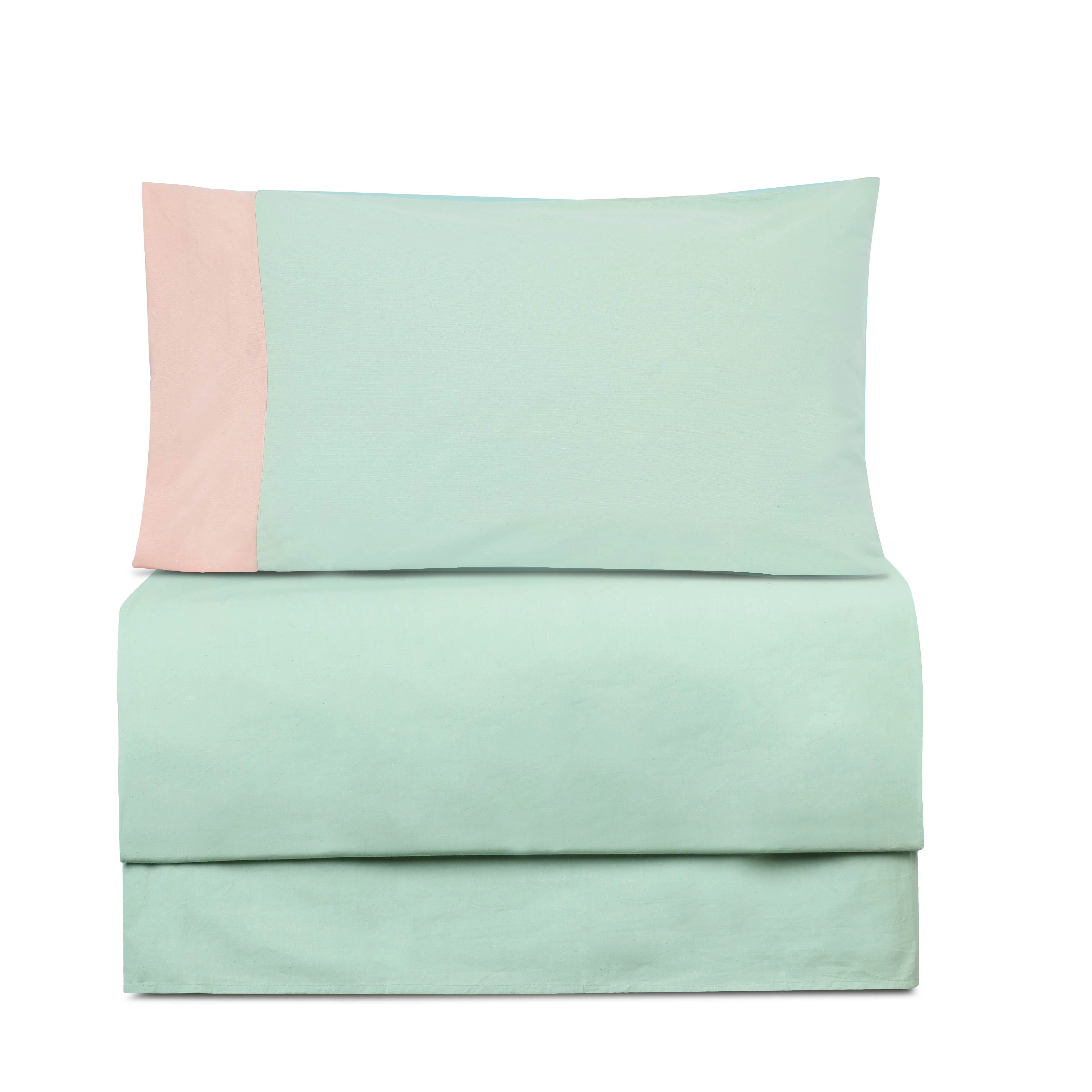 Solid Colour 100% Cotton, 270 Tc King Bedsheet With 2 Colour Accent Pillow Covers - Image 38