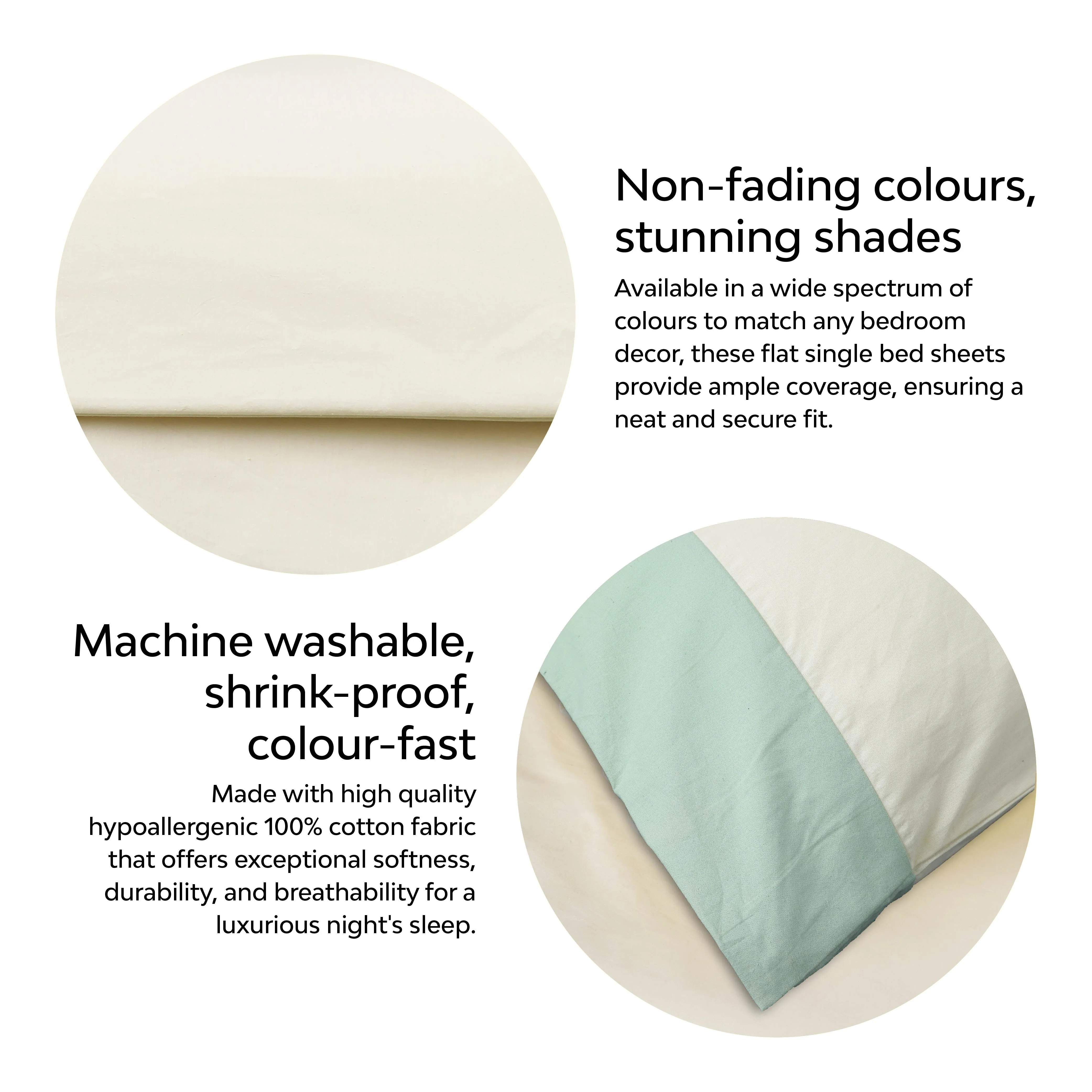Solid Colour 100% Cotton, 270 Tc King Bedsheet With 2 Colour Accent Pillow Covers - Image 8