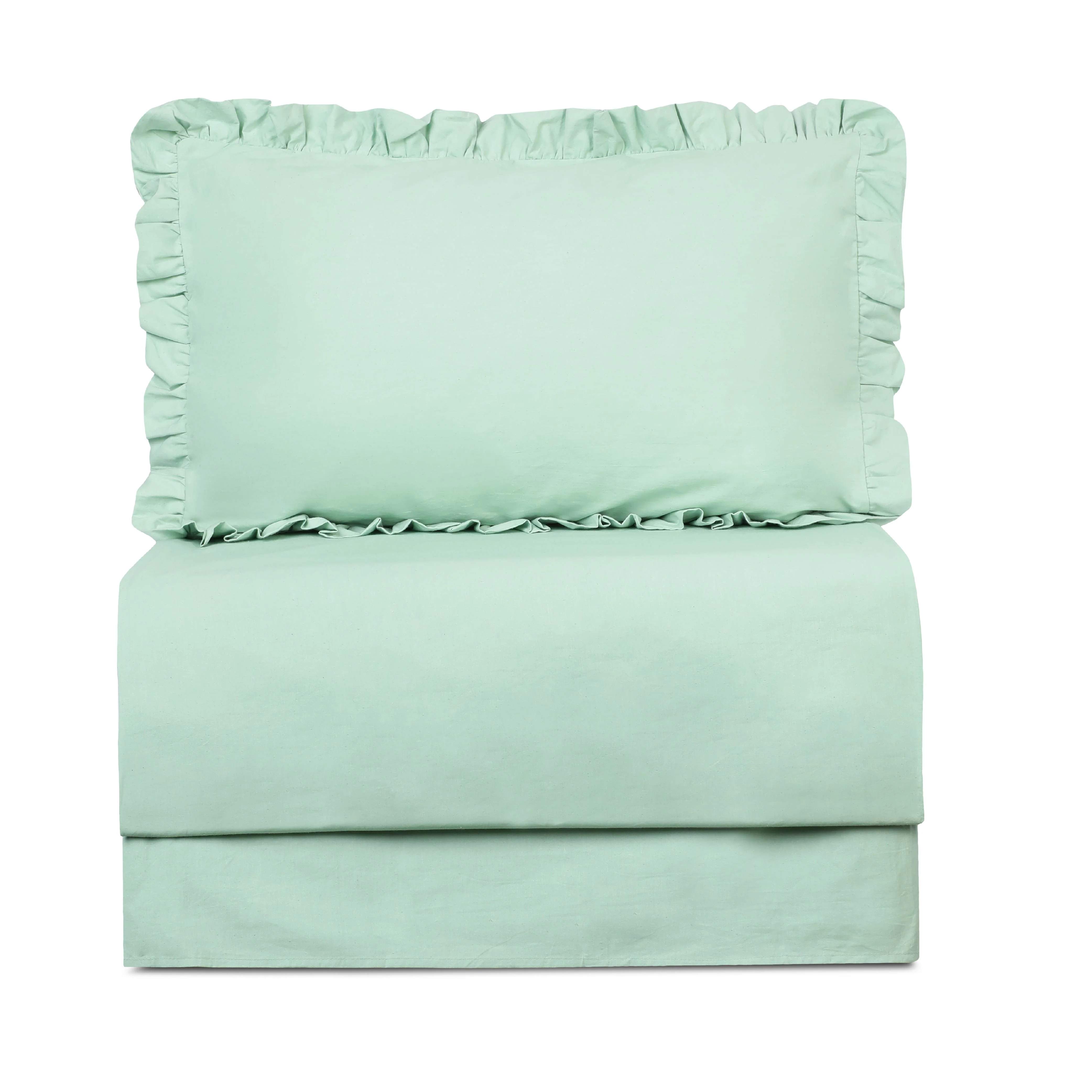 Solid Colour 100% Cotton, 270 Tc King Bedsheet With 2 Frill Pillow Covers - Image 41