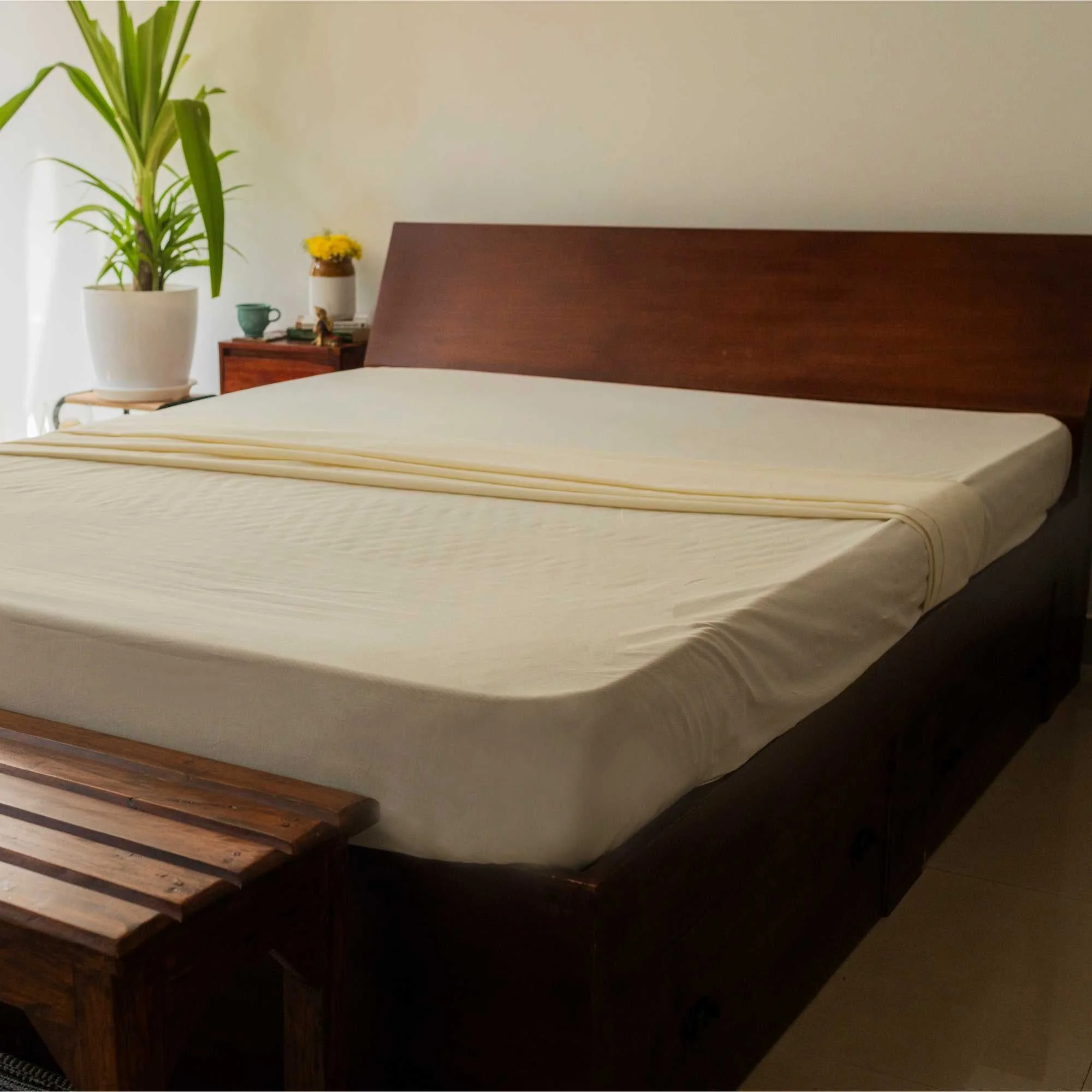 Solid Colour 100% Cotton, 270 Tc Queen Bedsheet - Image 25