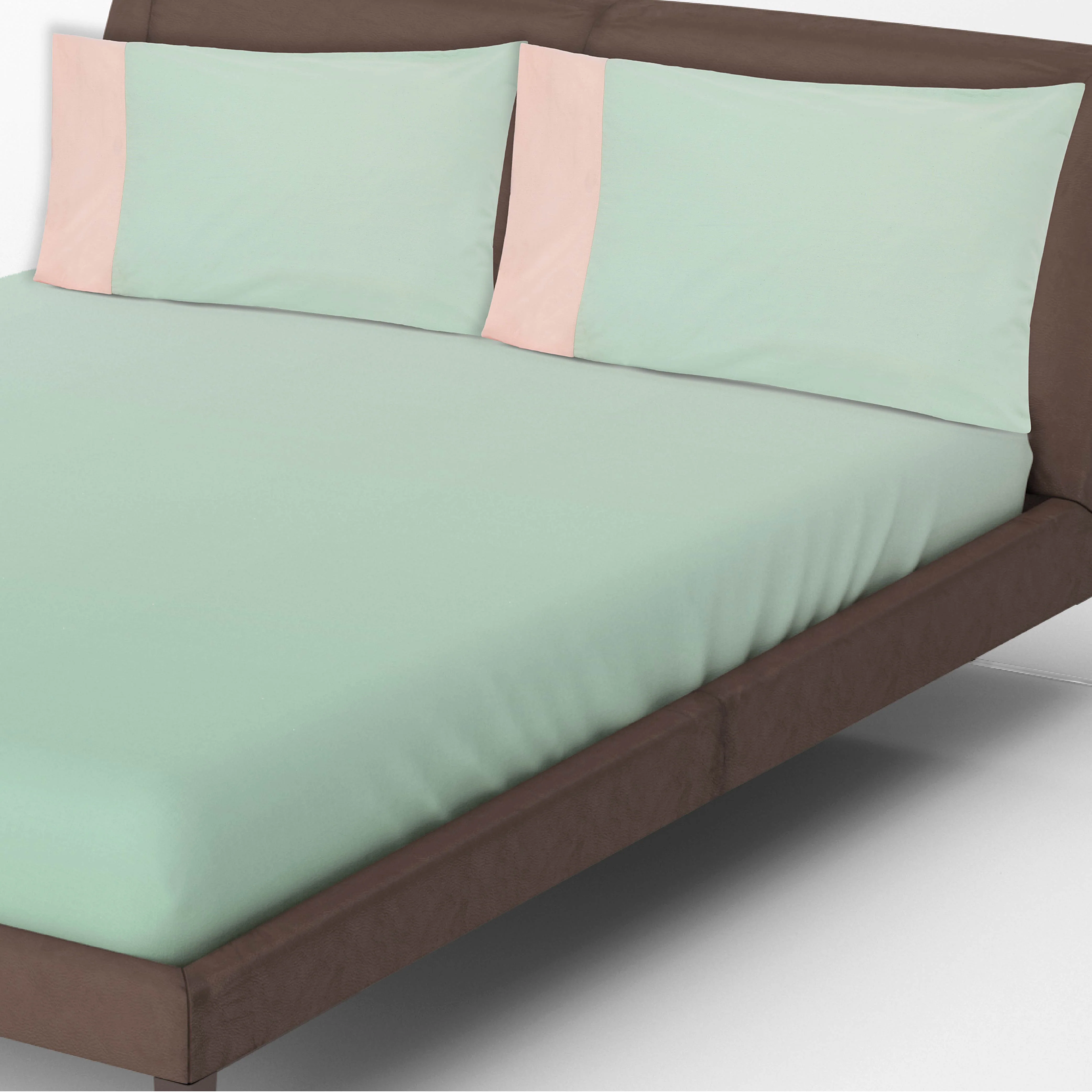 Solid Colour 100% Cotton, 270 Tc Queen Bedsheet With 2 Colour Accent Pillow Cover - Image 30
