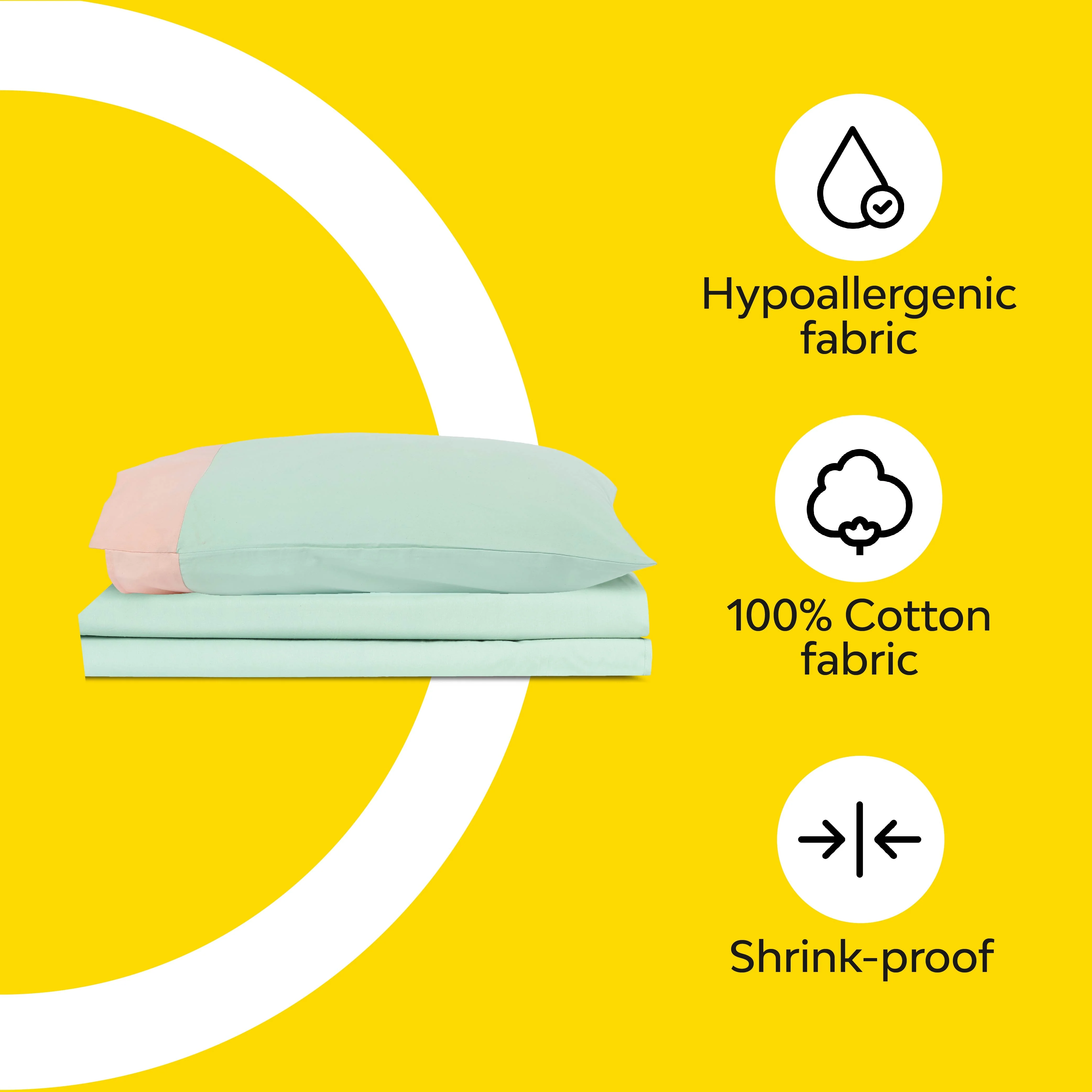 Solid Colour 100% Cotton, 270 Tc Queen Bedsheet With 2 Colour Accent Pillow Cover - Image 32