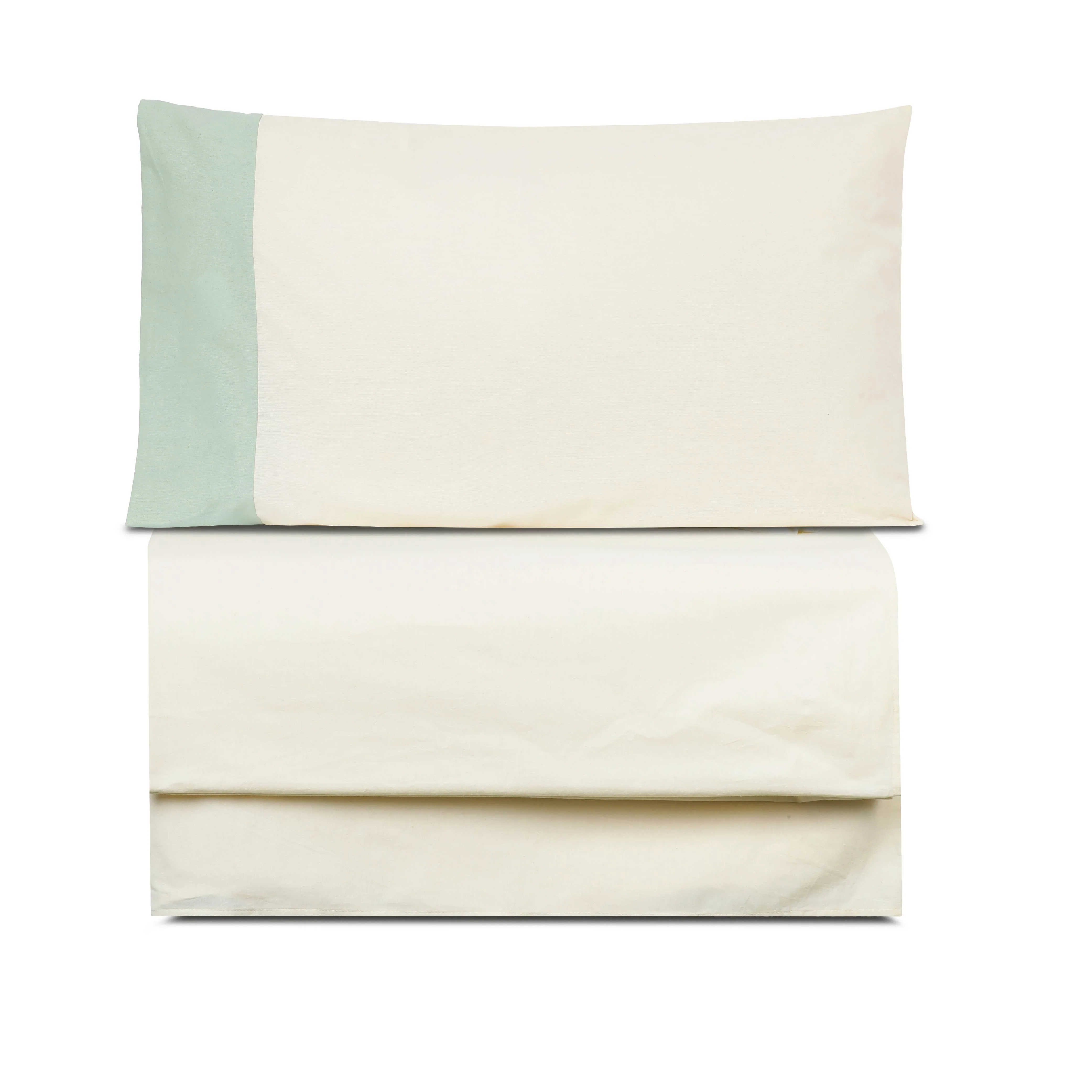 Solid Colour 100% Cotton, 270 Tc Queen Bedsheet With 2 Colour Accent Pillow Cover - Image 4