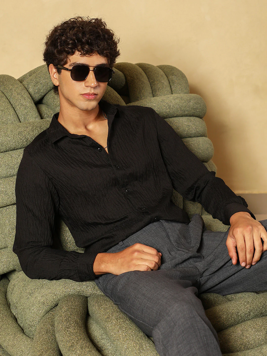 Solid Creased-Tactile Shirt