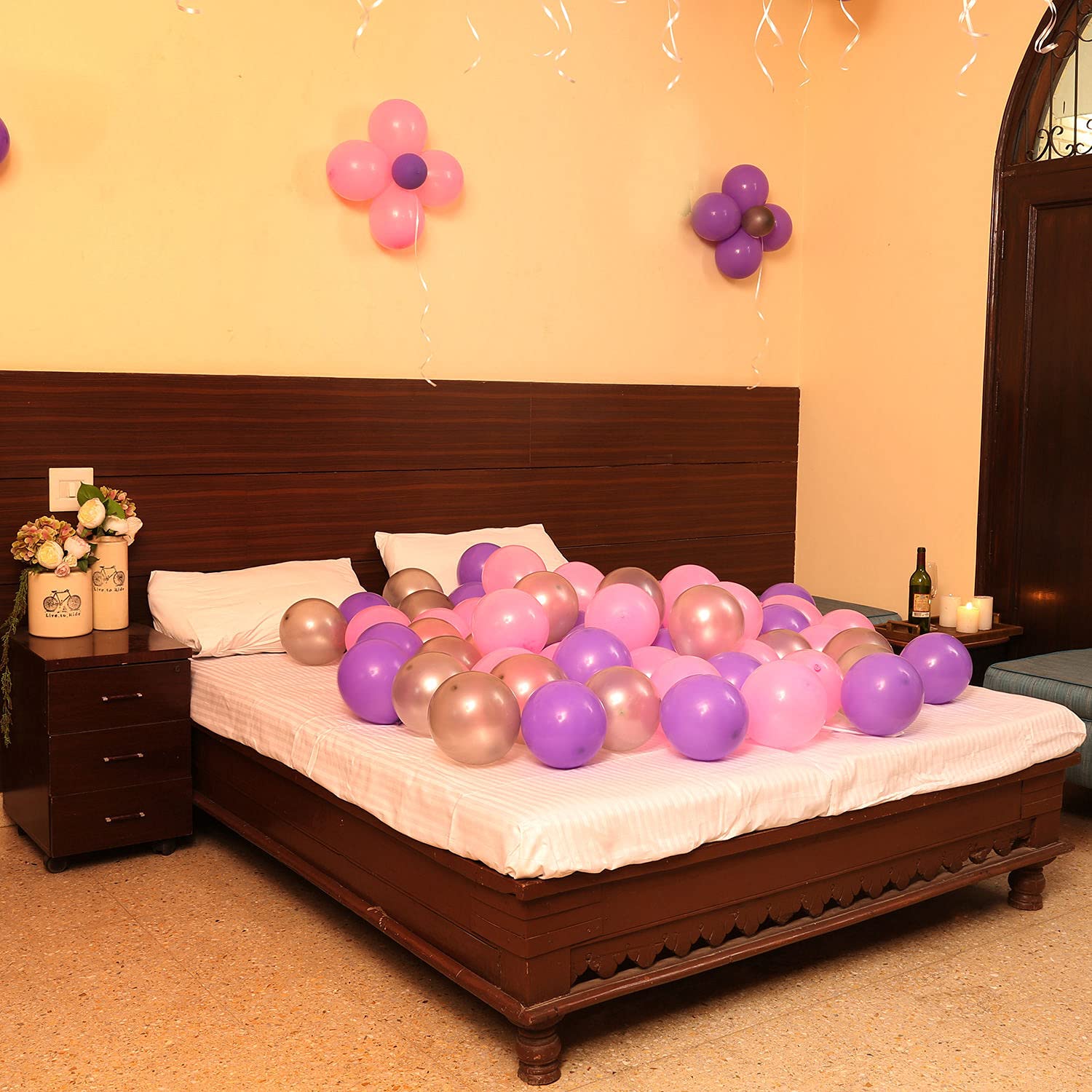 Solid Party Celebration Balloons Combo With Three Colors Pink, Purple & Silver Balloon - Image 2