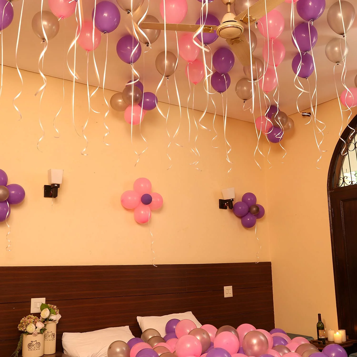 Solid Party Celebration Balloons Combo With Three Colors Pink, Purple & Silver Balloon - Image 3