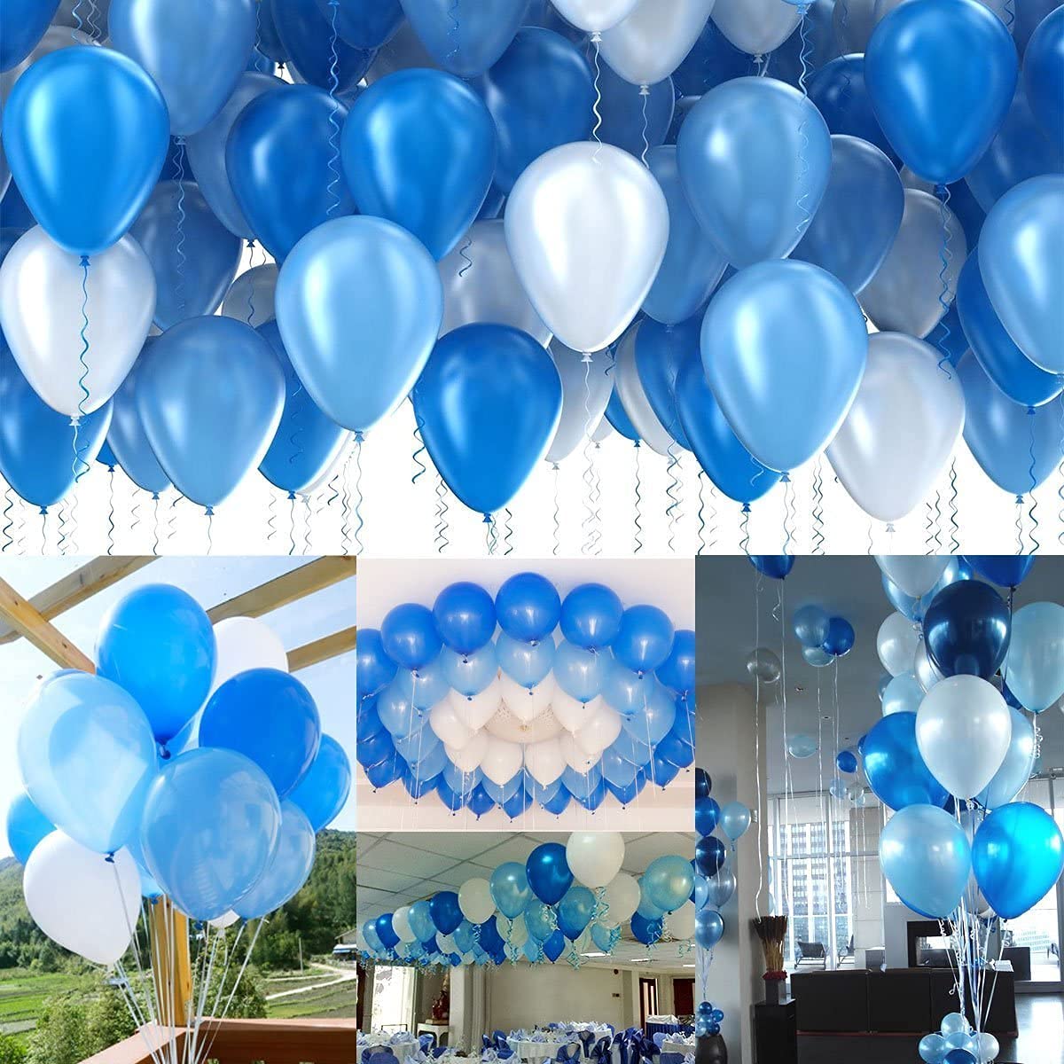 Solid Party Celebration Balloons Combo With Two Colors Blue & Silver Balloon - Image 2