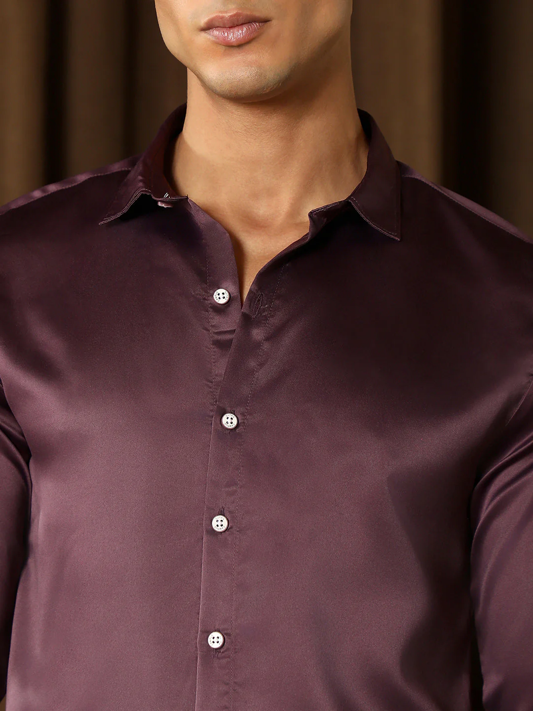 Solid-Satin Regular Shirt - Image 7