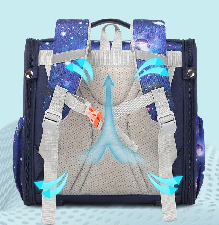 Space Theme Fully Open Design Kindergarten Backpack for Kids - Image 2