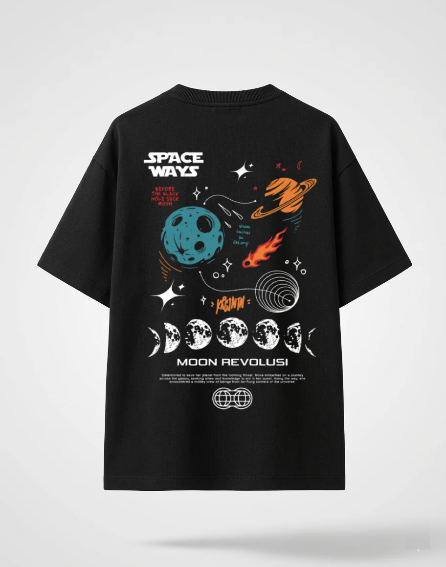 Space Ways Black Oversized T-shirt - Image 2