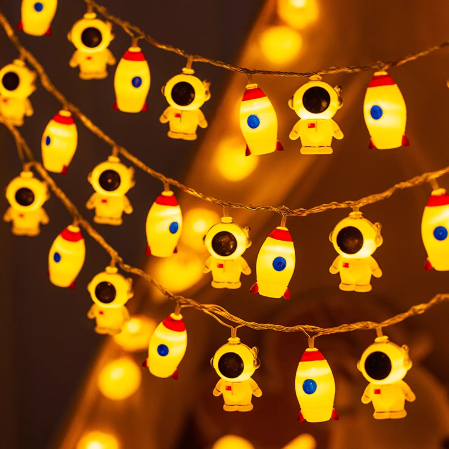 SpaceMan: USB-Powered Astronaut & Rocket String Fairy Lights with 20 LEDs for Kids’ Room, Party & Festive Décor - Image 5