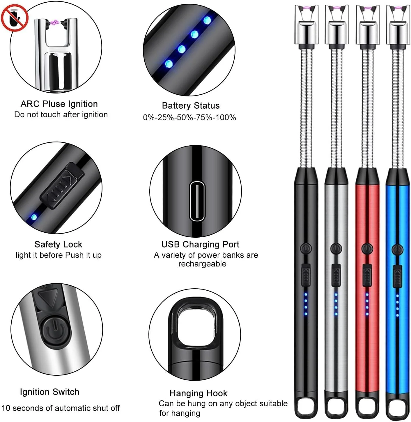 Sparq: USB-C Rechargeable Electric Arc Lighter, Windproof, Flameless & Flexible Neck Lighter for Candles, BBQ, Gas Stove & Outdoor Use - Image 2