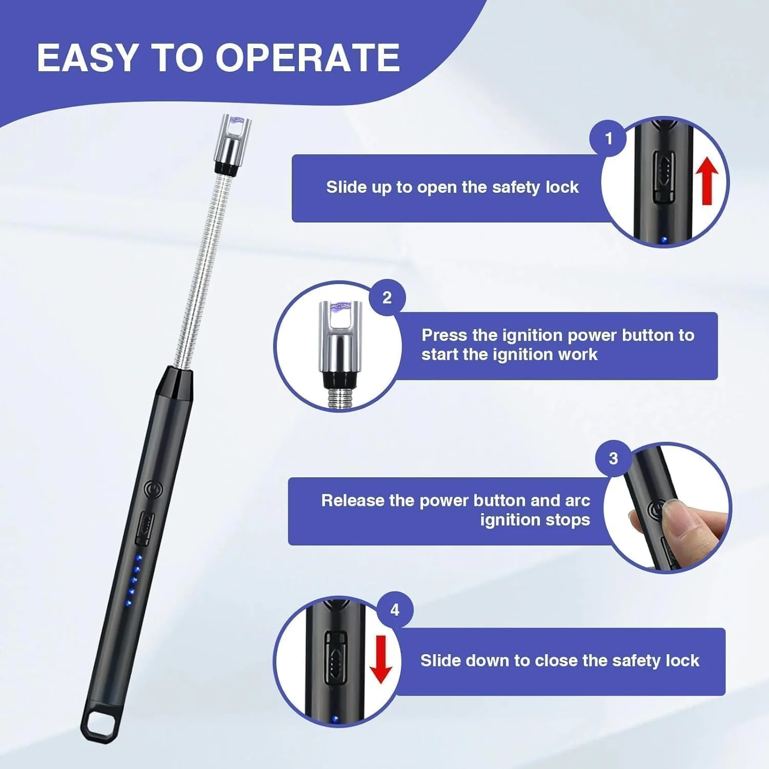 Sparq: USB-C Rechargeable Electric Arc Lighter, Windproof, Flameless & Flexible Neck Lighter for Candles, BBQ, Gas Stove & Outdoor Use - Image 3
