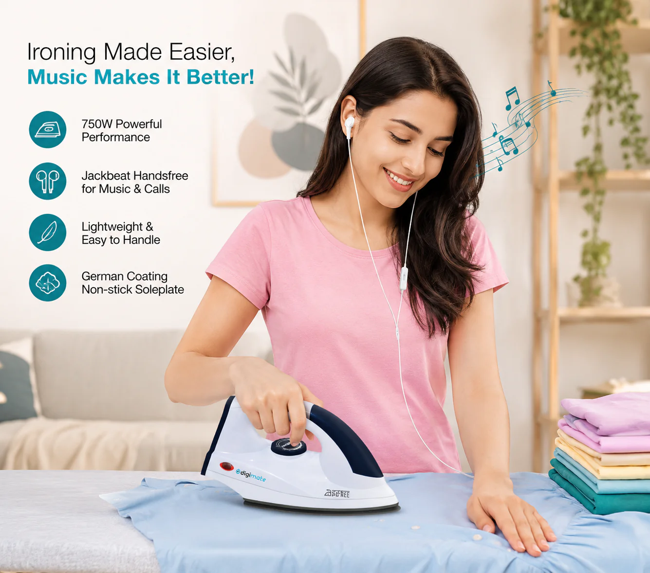 Special Combo: Buy Digimate 750W Istree Iron & Get Digimate Jackbeat Handsfree FREE - Image 3