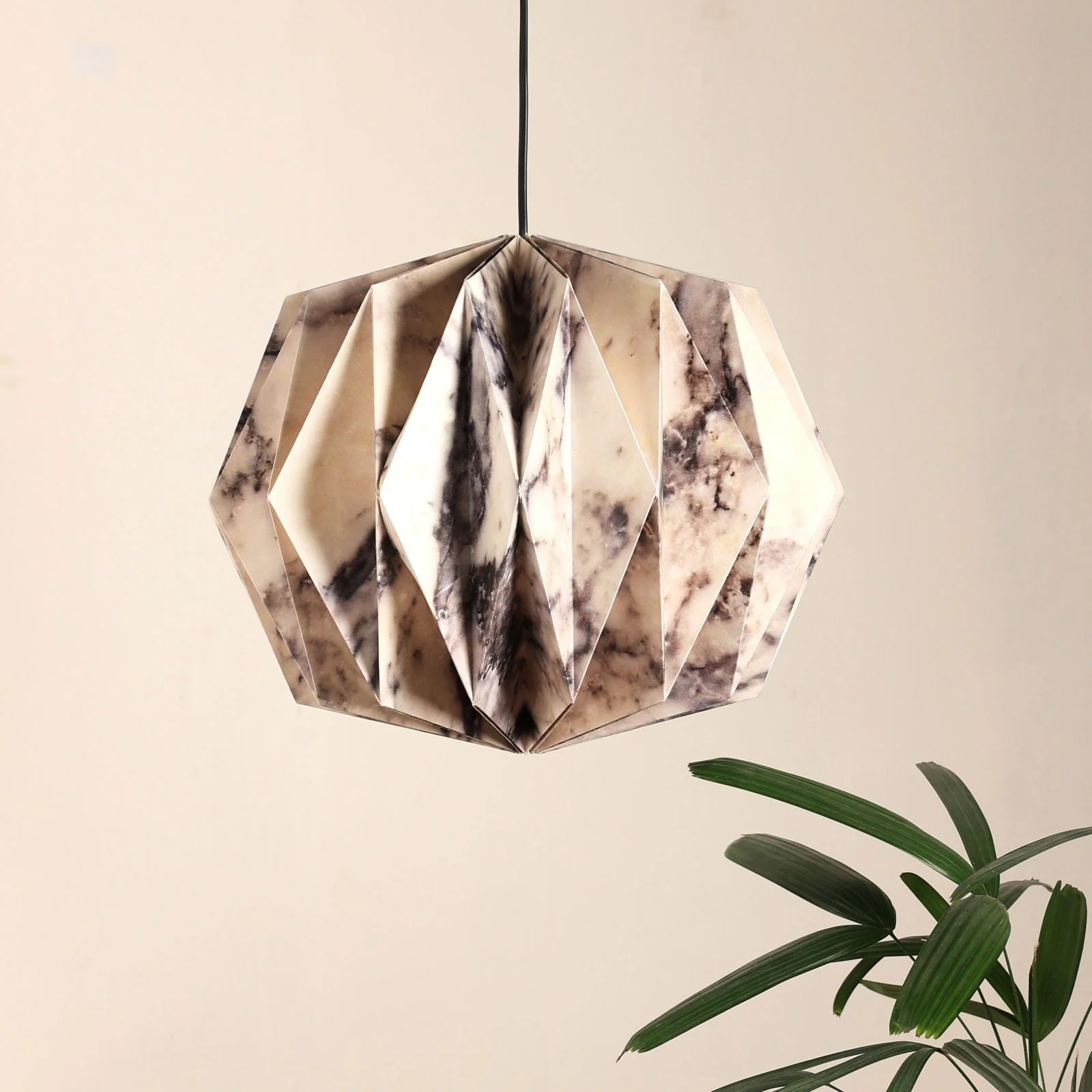 Sphere Pendant Light (Marble Print) - Marble Print, Origami Pendant Lamp, Best Design Messe Frankfurt Trends 2024 For Hanging Light