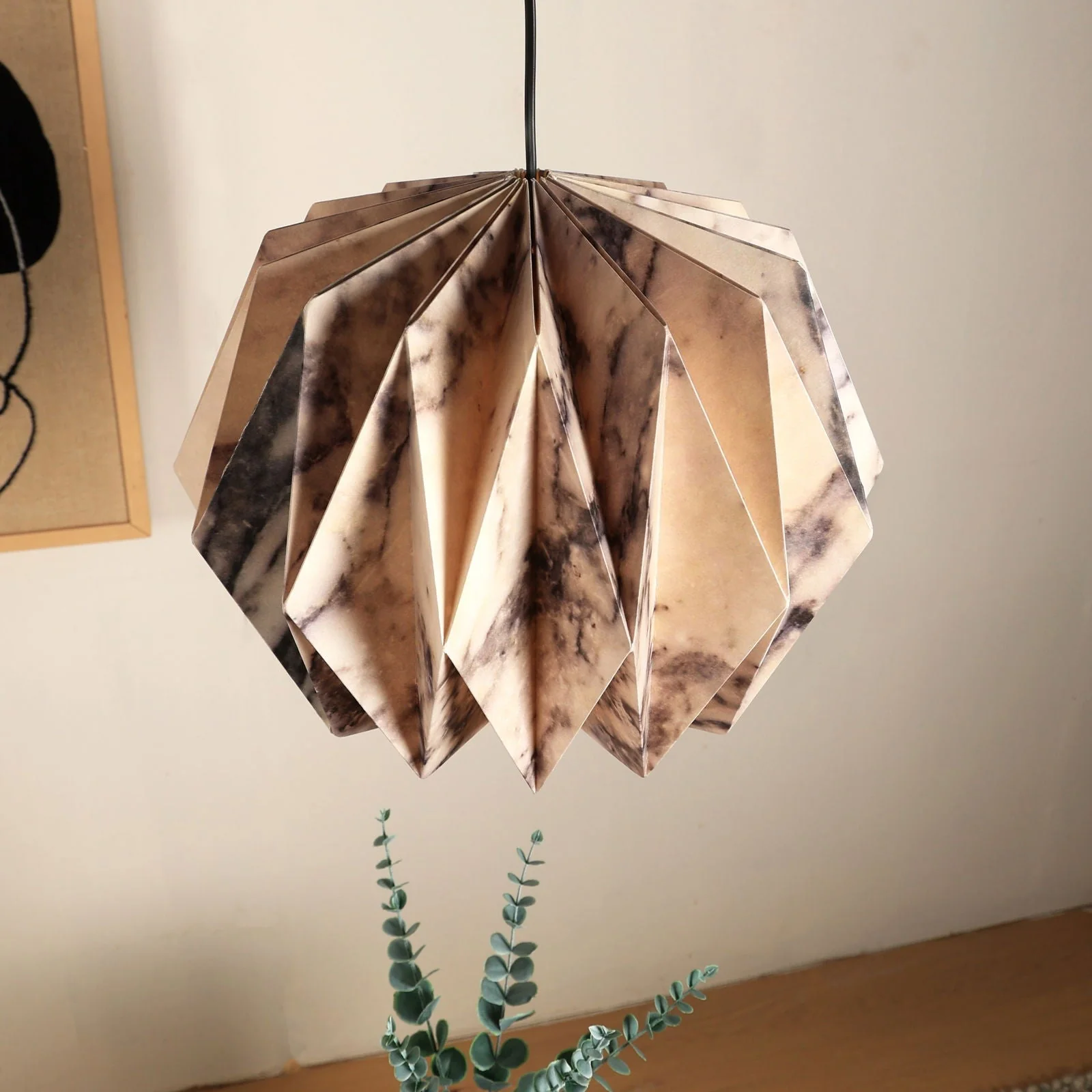 Sphere Pendant Light (Marble Print) - Marble Print, Origami Pendant Lamp, Best Design Messe Frankfurt Trends 2024 For Hanging Light - Image 5