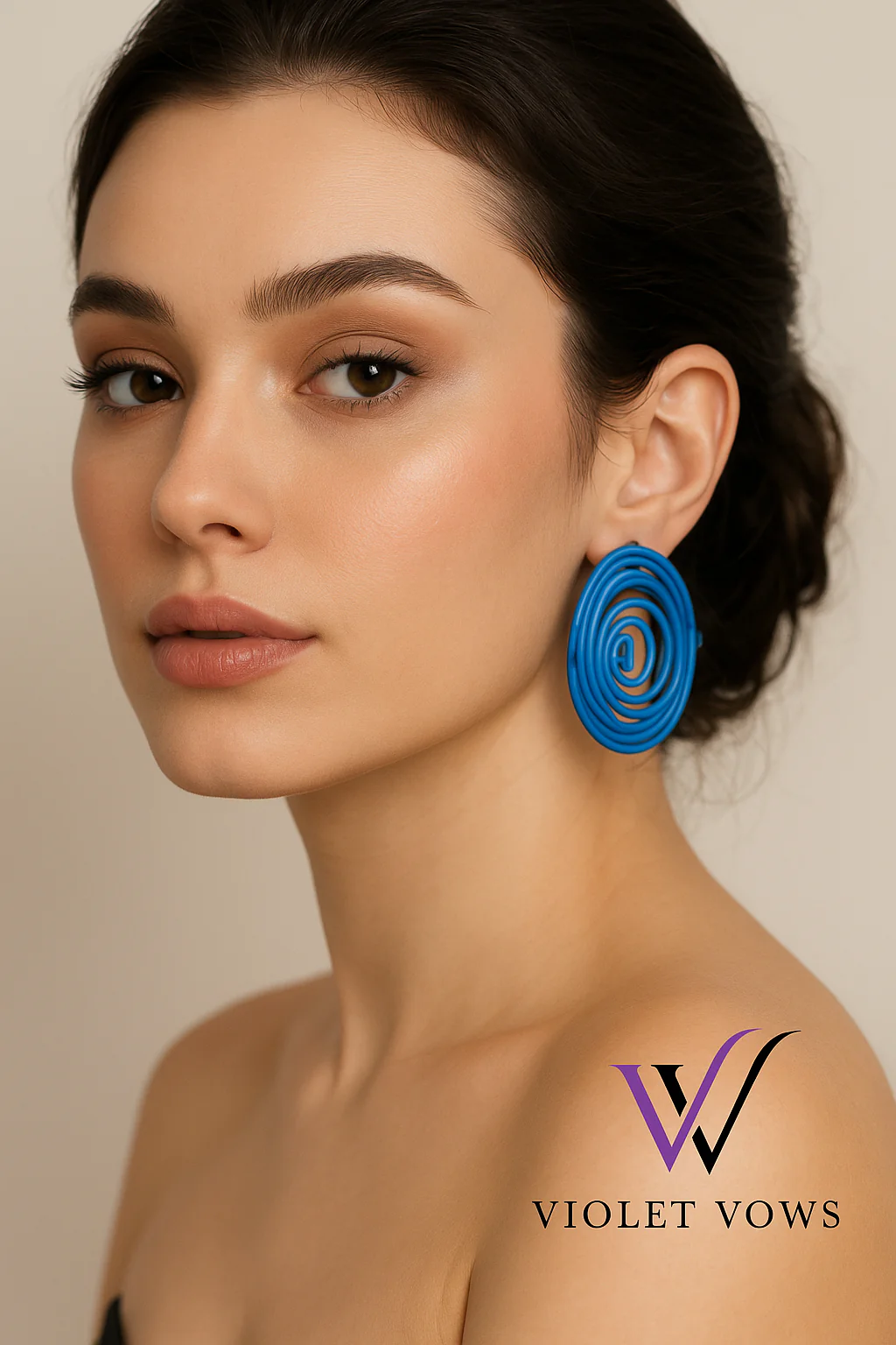 Spiral Blue Fashion Accessory Earrings - Image 4