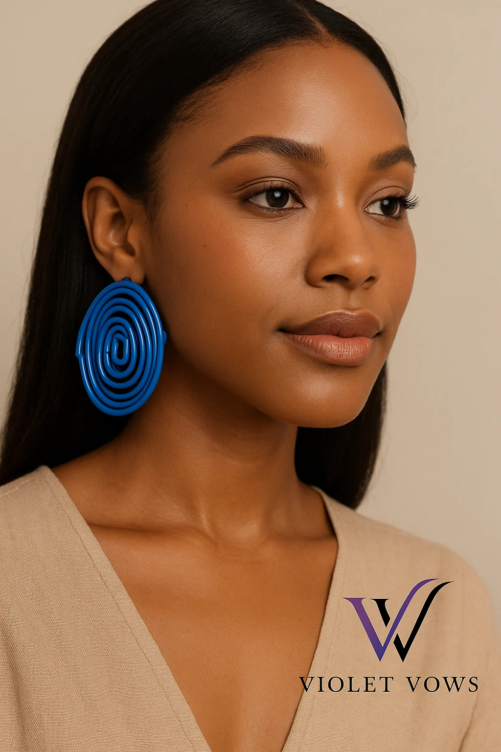 Spiral Blue Fashion Accessory Earrings - Image 5