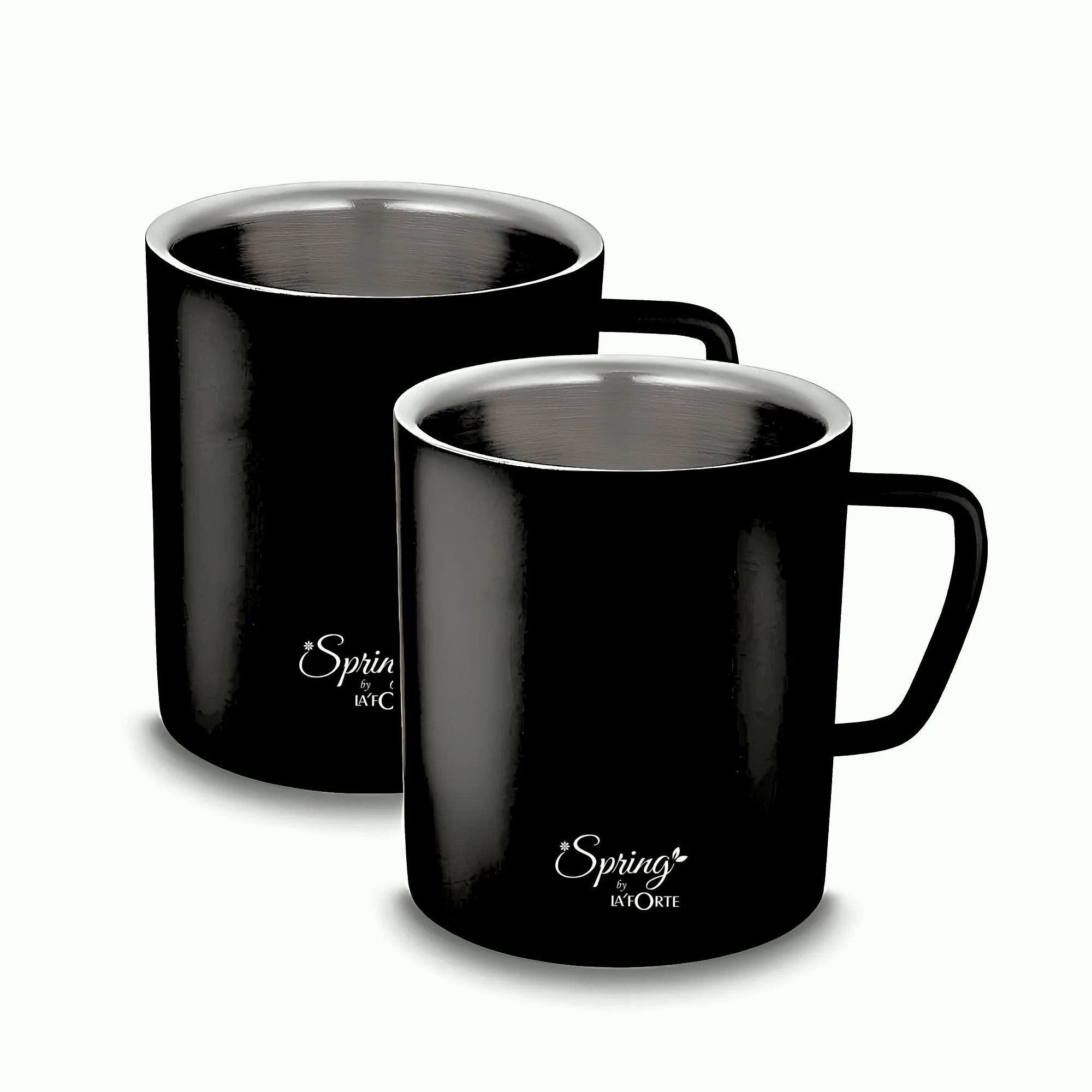 Stainless Steel Coffee and Tea Mugs - 150ml (5.07 oz) - Set of 2 - Powder Coated Exterior, Steel Interior - Image 2