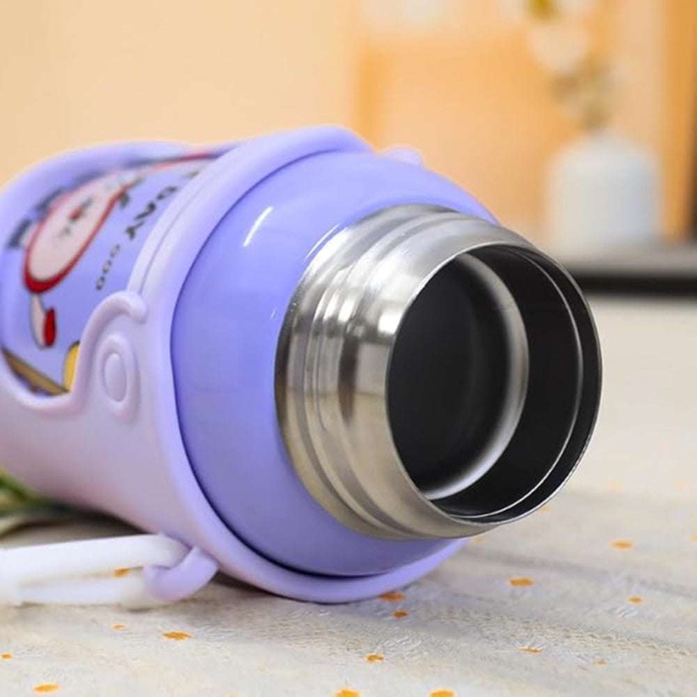 Stainless Steel Kids Water Bottle – 500ml | Double Wall, Straw Lid, Cartoon Print - Image 4