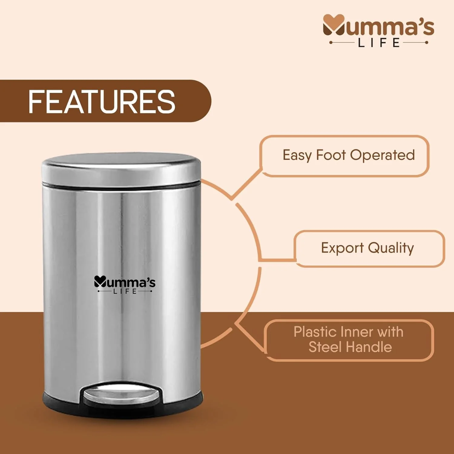 Stainless Steel Pedal Bin – Bathroom & Home - Image 4