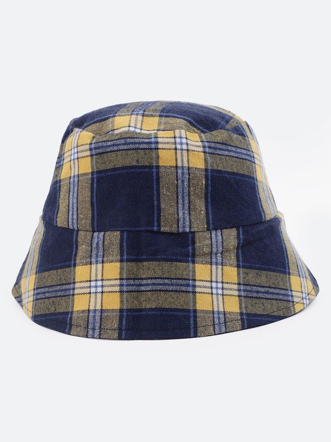 Stale Blue Check Print Reversible Women Cotton Bucket Hat - Image 6