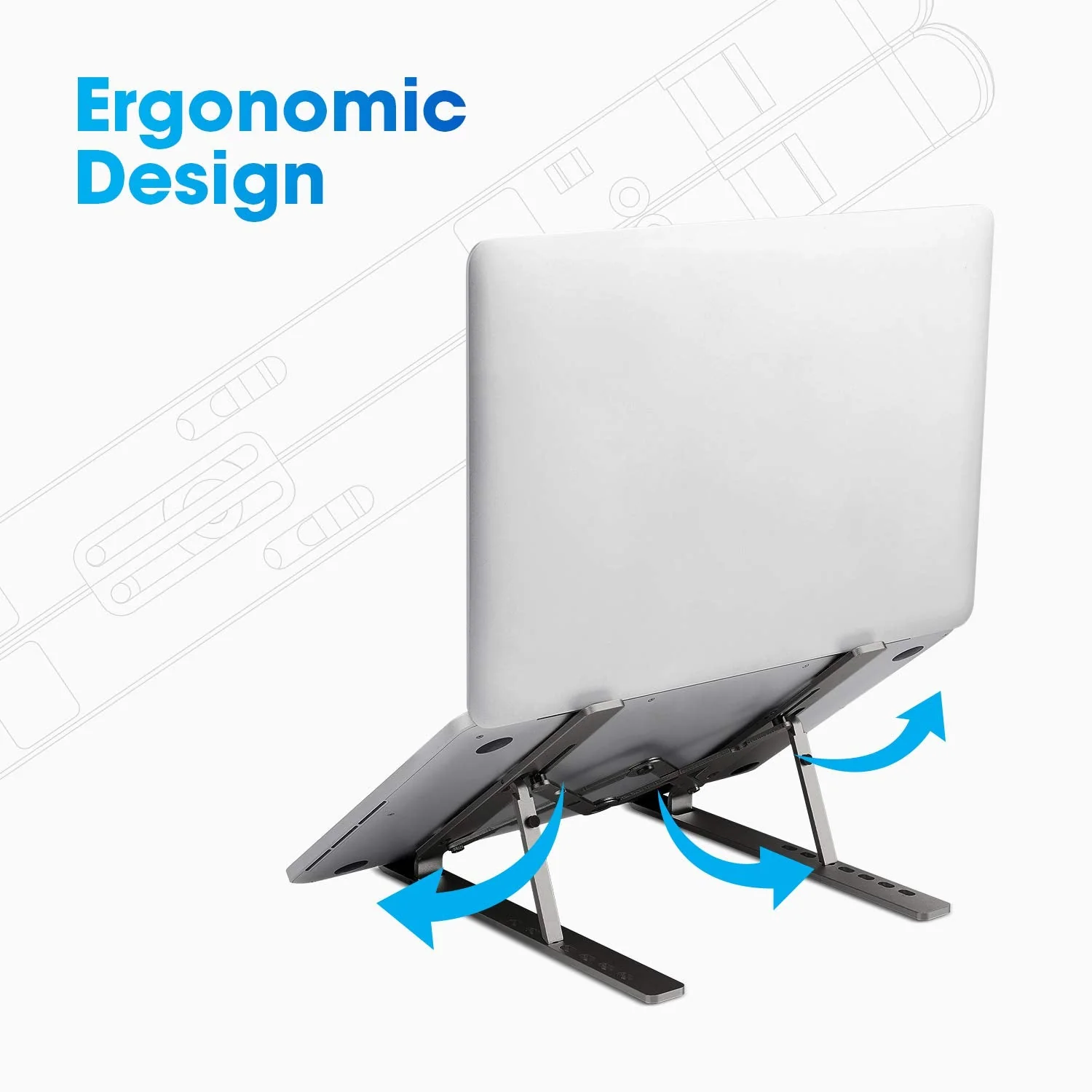 Standee: Foldable Aluminium Laptop Stand with 7-Angle Adjustment, Anti-Slip Riser with Velvet Pouch for 9"–15.6" Devices, MacBooks, Dell, HP & Office Use - Image 2
