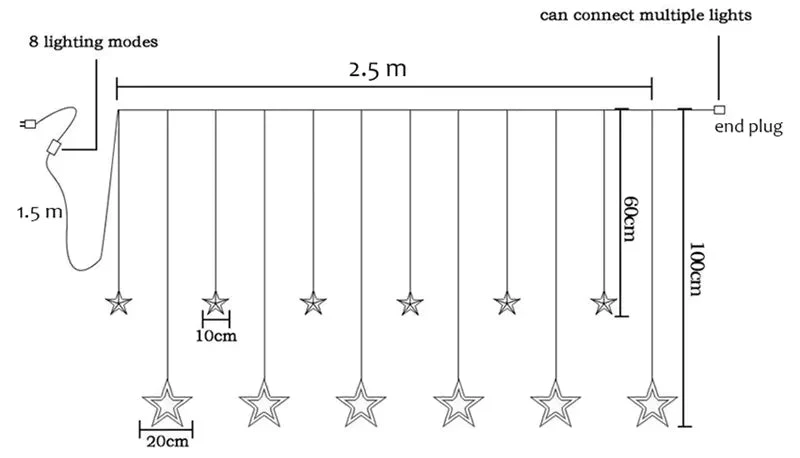 Star LED Curtain String Lights Series Hanging Fairy Lights 1 set - Image 7