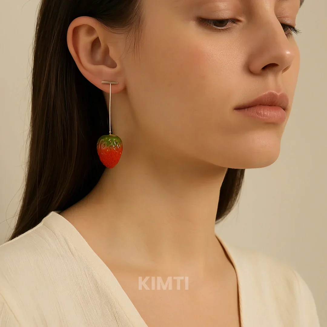 Starry Strawberry Red Drop Earring - Image 2