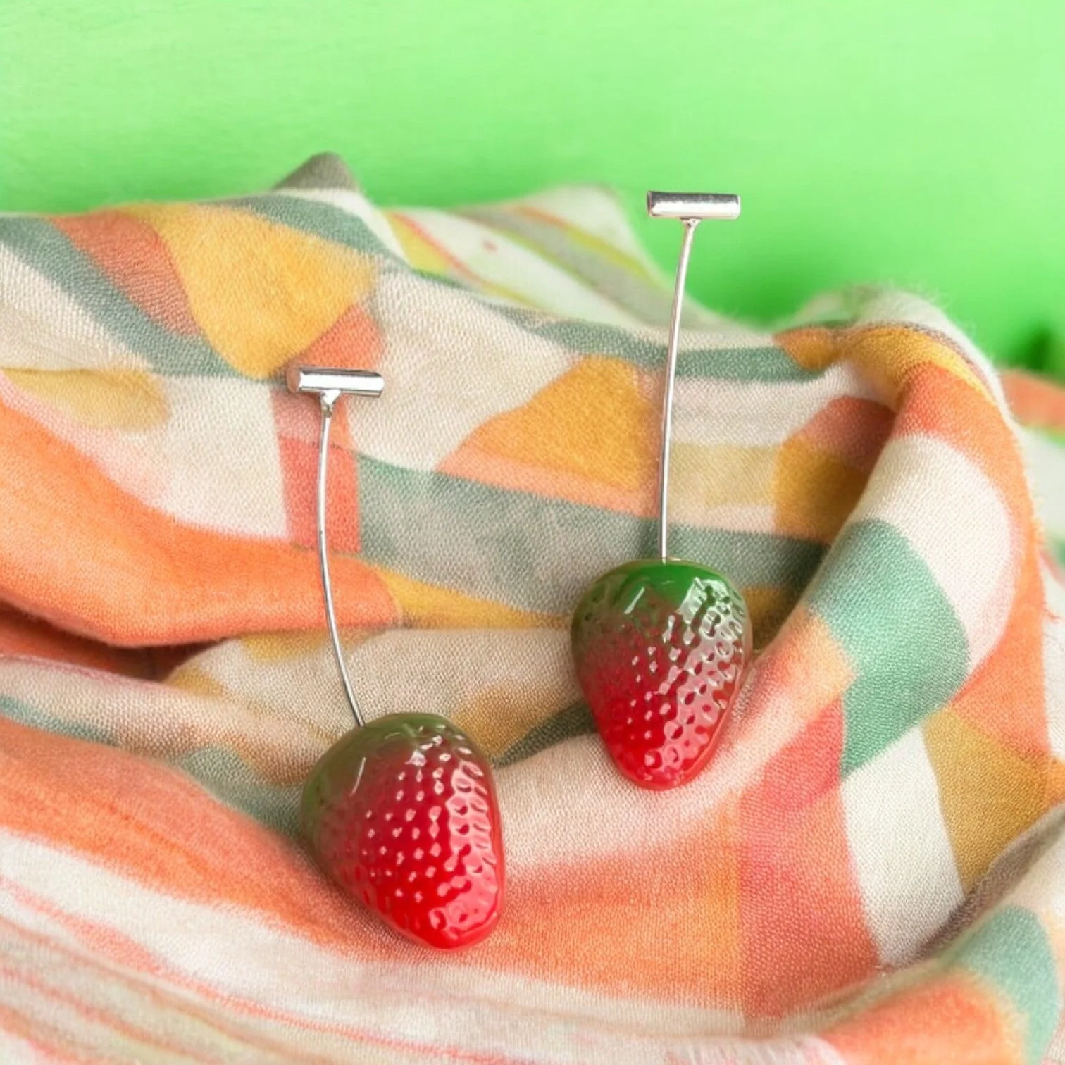 Starry Strawberry Red Drop Earring - Image 5