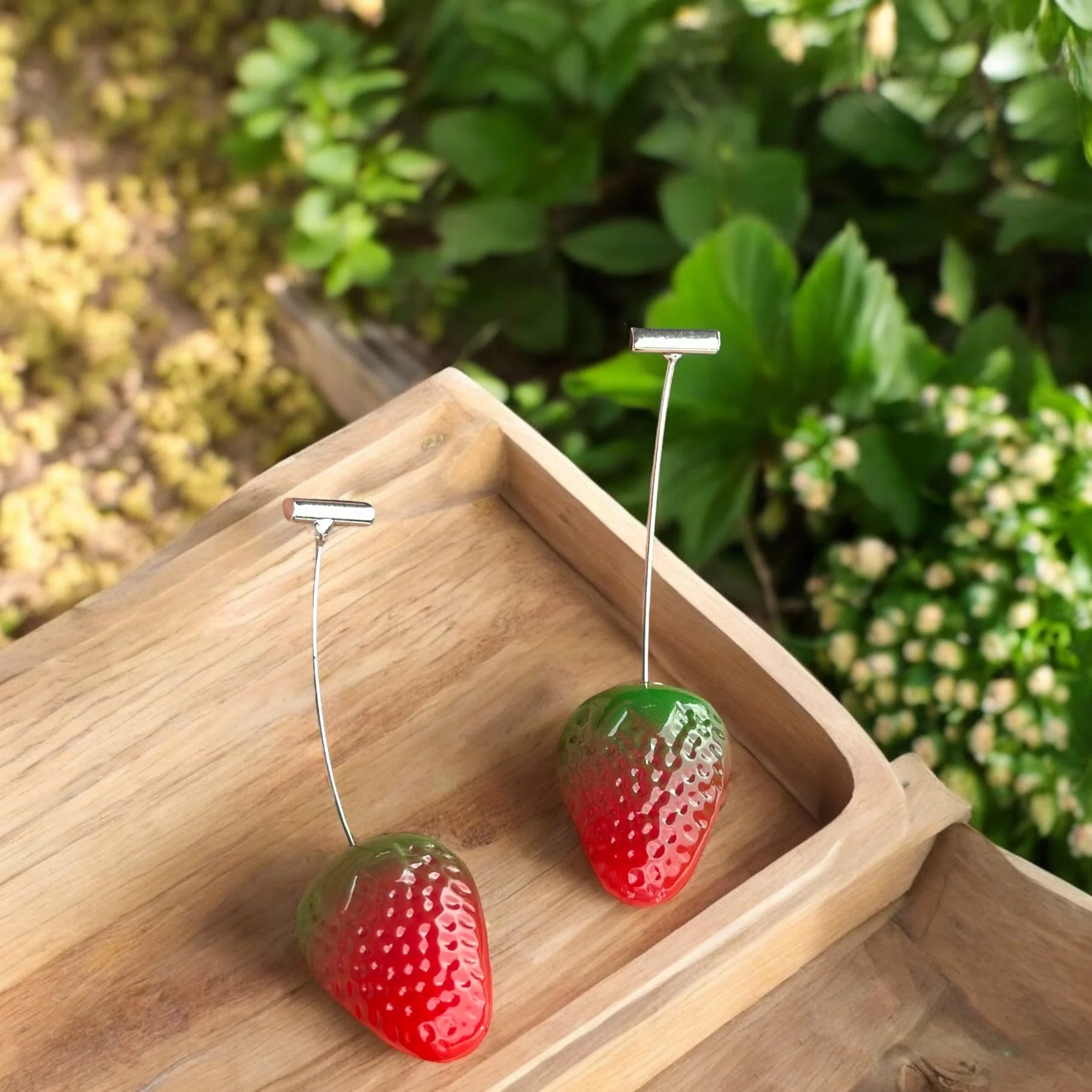 Starry Strawberry Red Drop Earring - Image 3