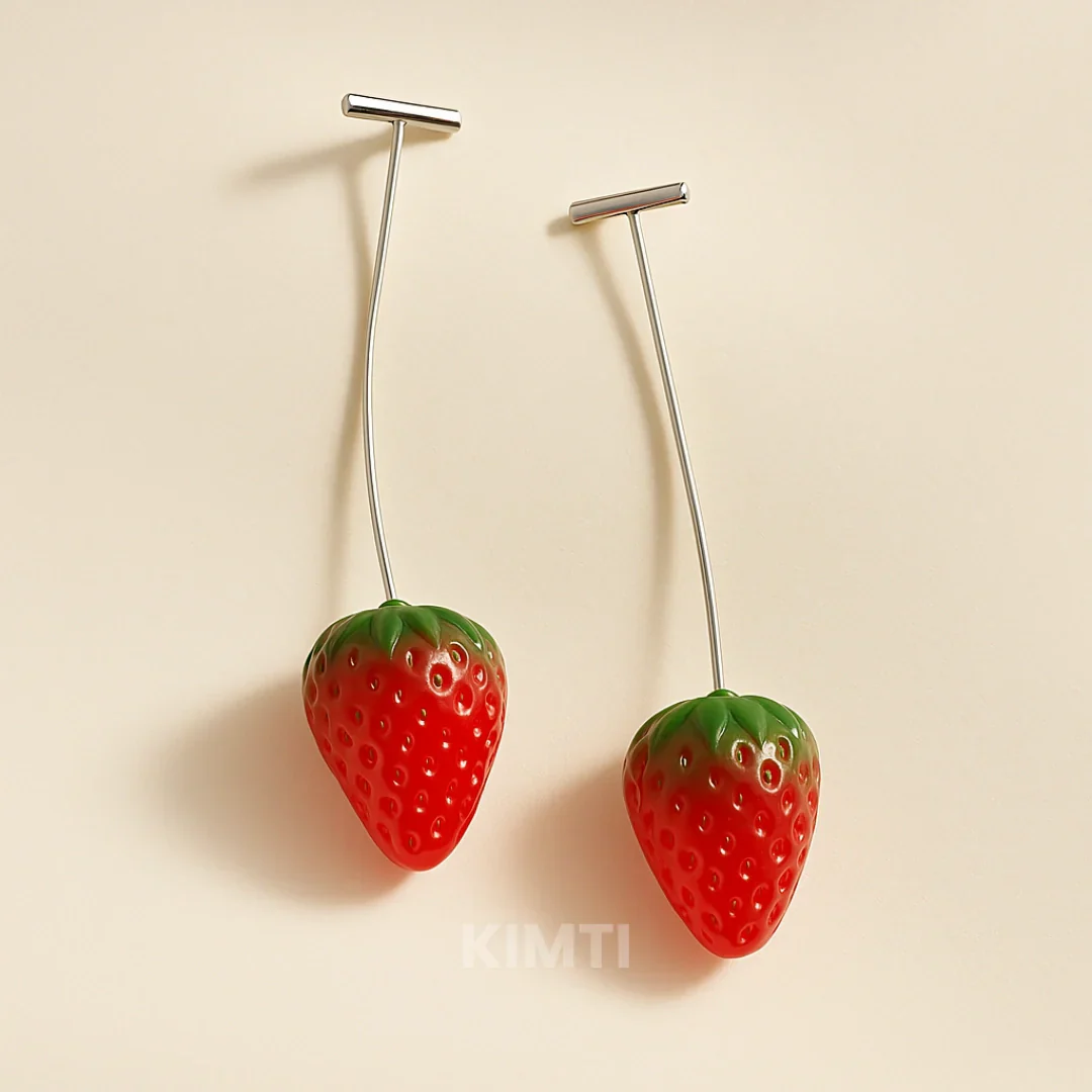 Starry Strawberry Red Drop Earring - Image 8