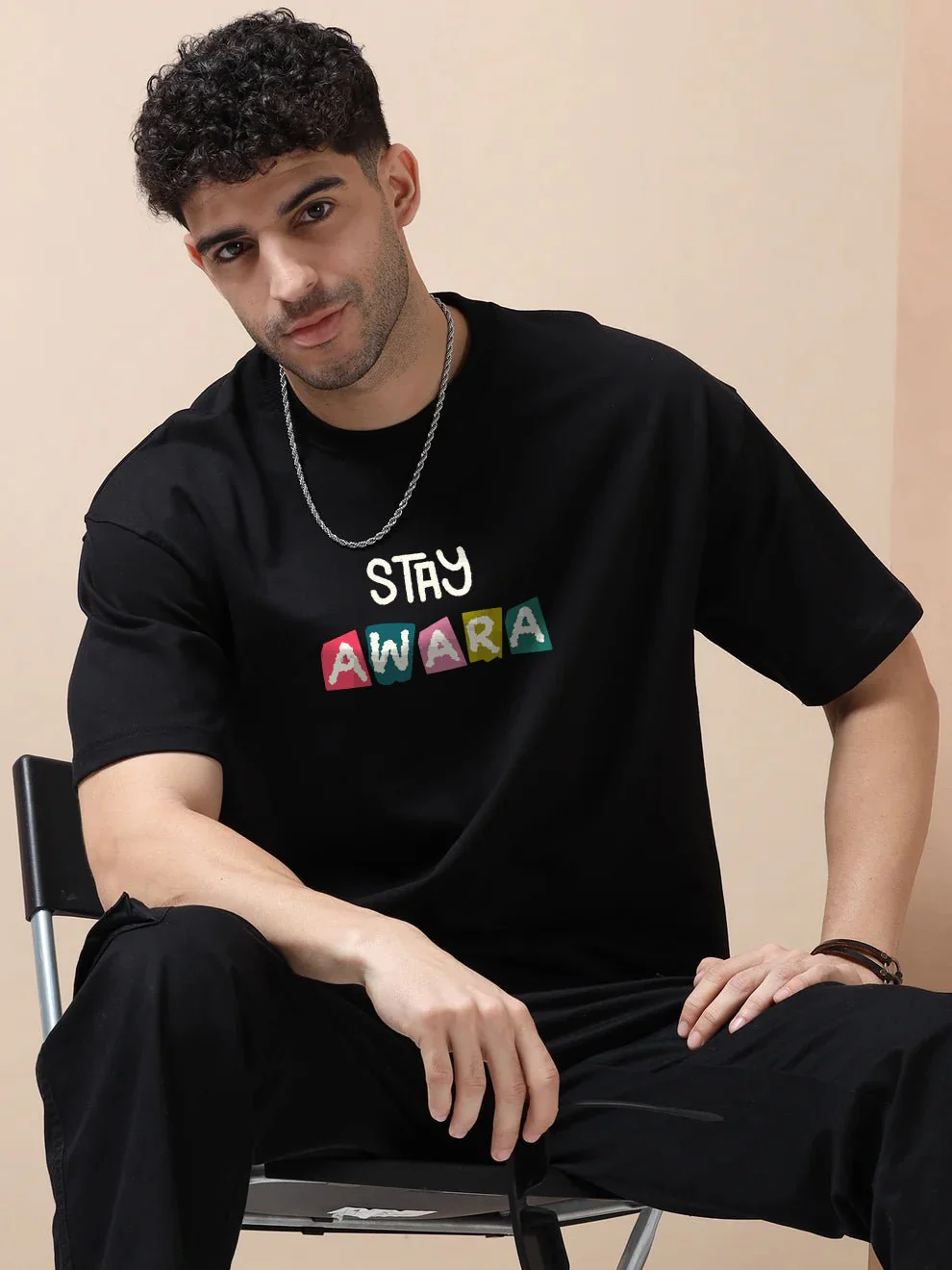 Stay Awara Black Oversize T-Shirt - Image 4
