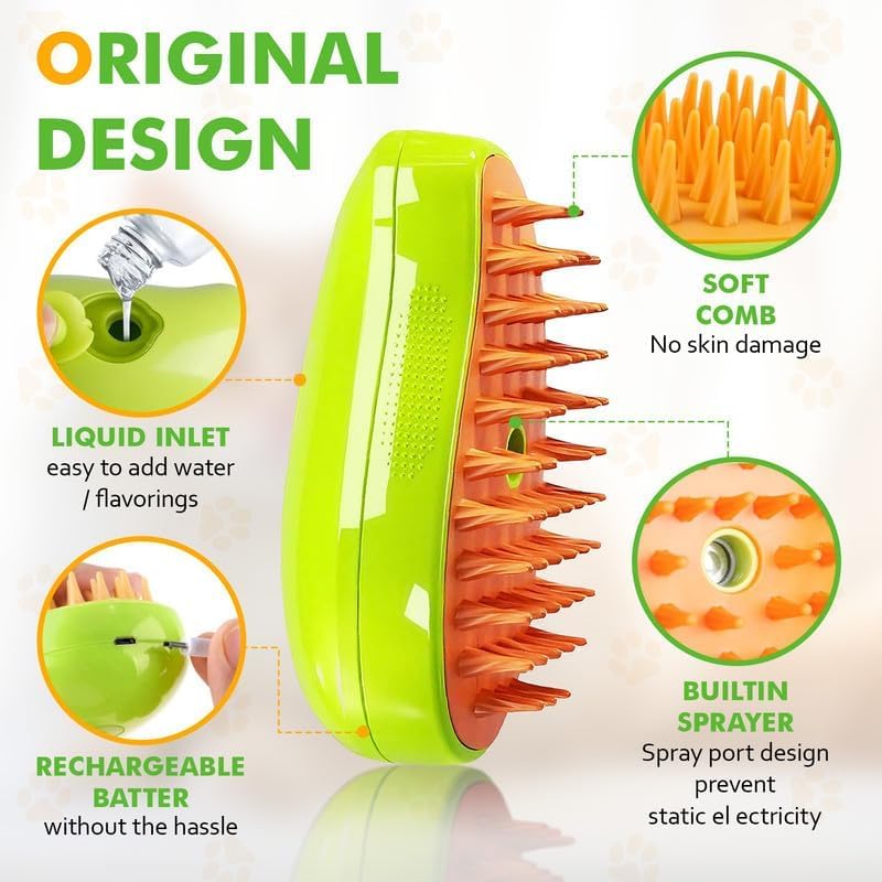 Steamu: 3-in-1 Pet Hairbrush with Steam for Gentle Grooming & Shedding Control in Cats & Dogs - Image 2