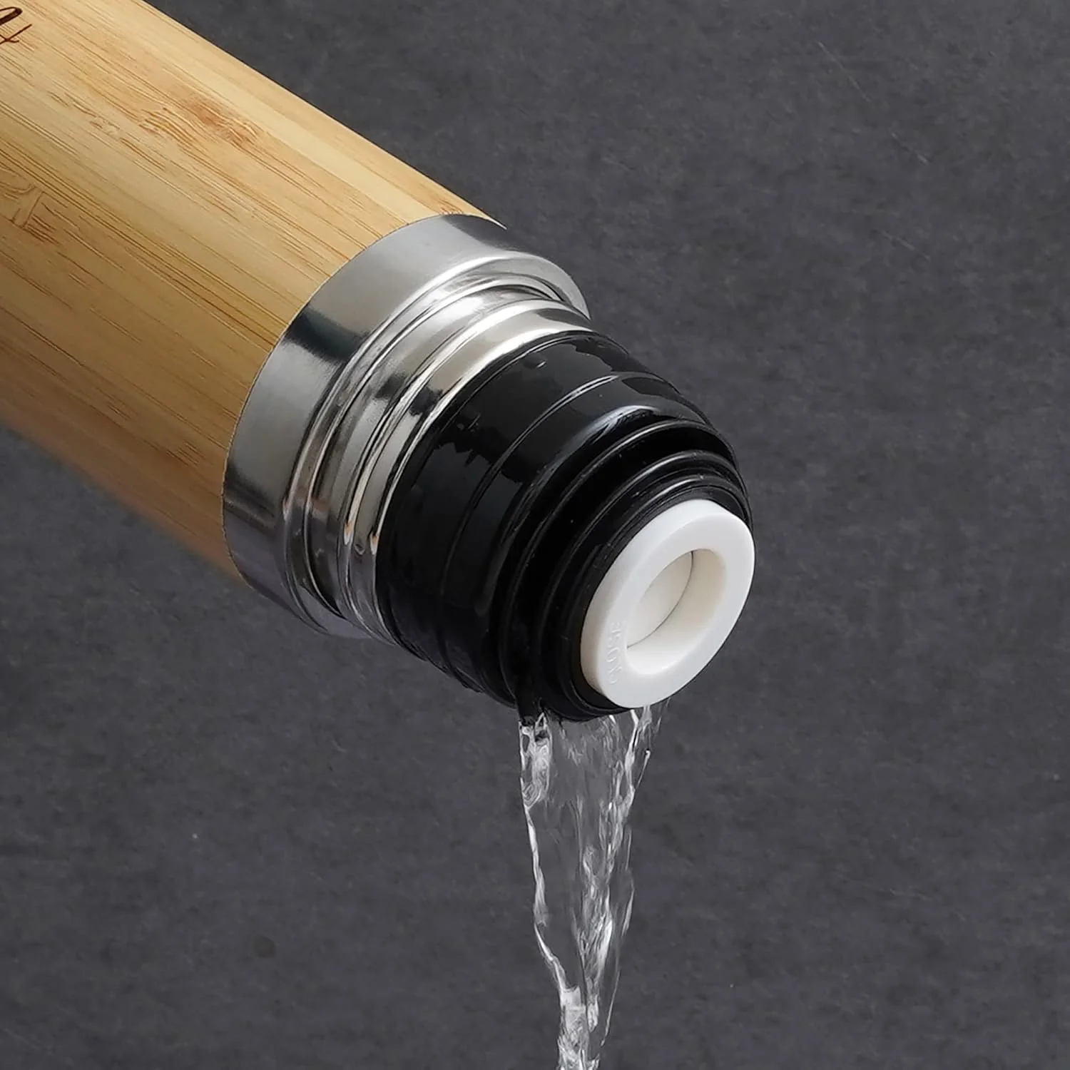 Steel Bamboo Thermos flask Hot Cold Insulated Coffee Mug For Travel 1pc - Image 5