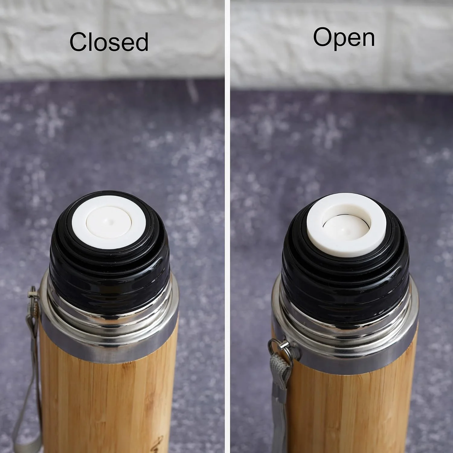Steel Bamboo Thermos flask Hot Cold Insulated Coffee Mug For Travel 1pc - Image 7