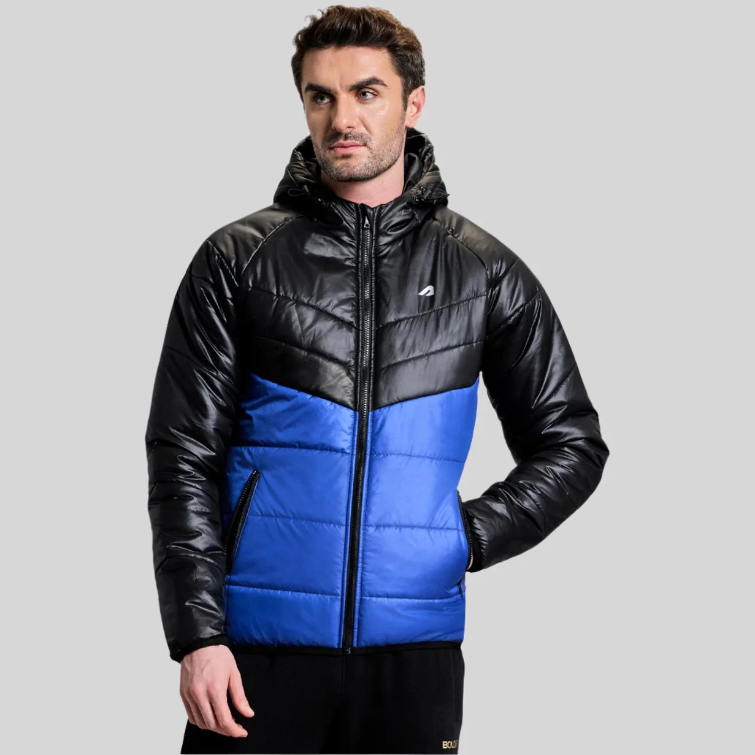 Storm Mens Puffer Jacket - Black/Blue - Image 48