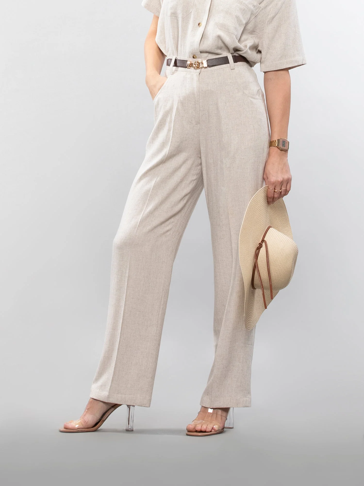 Straight linen pants - Image 2