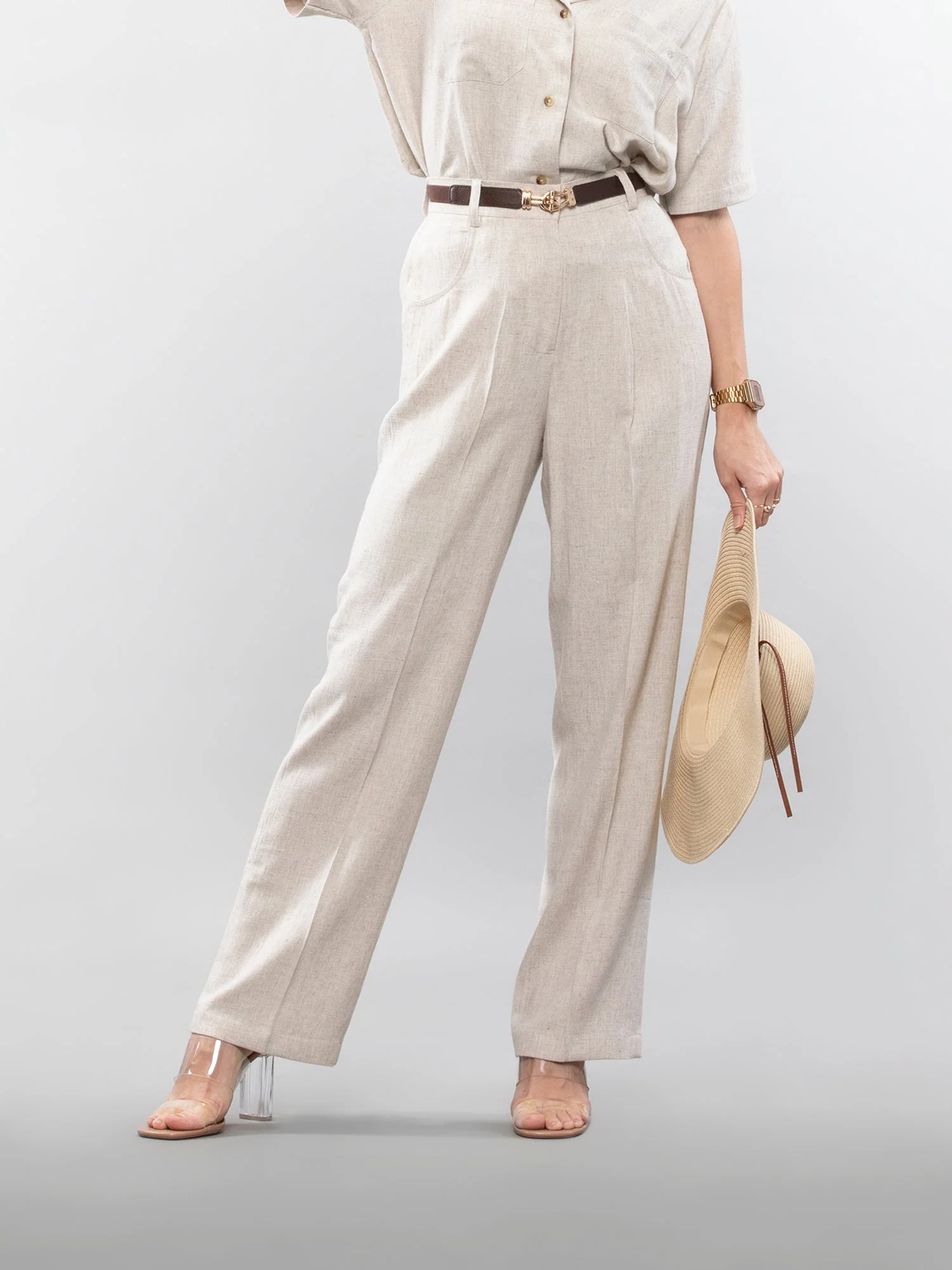 Straight linen pants - Image 33