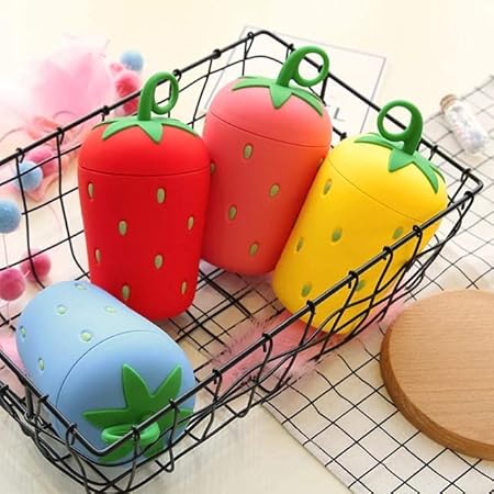 Strawberry Glass Water Bottle Silicone Handle Leakproof Travel Gifts 300ML 1 pc - Image 6