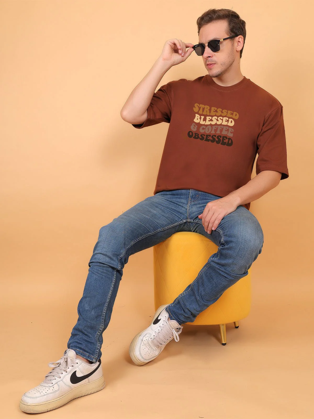 Stressed Blessed and Coffee Obsessed Oversize T-Shirt